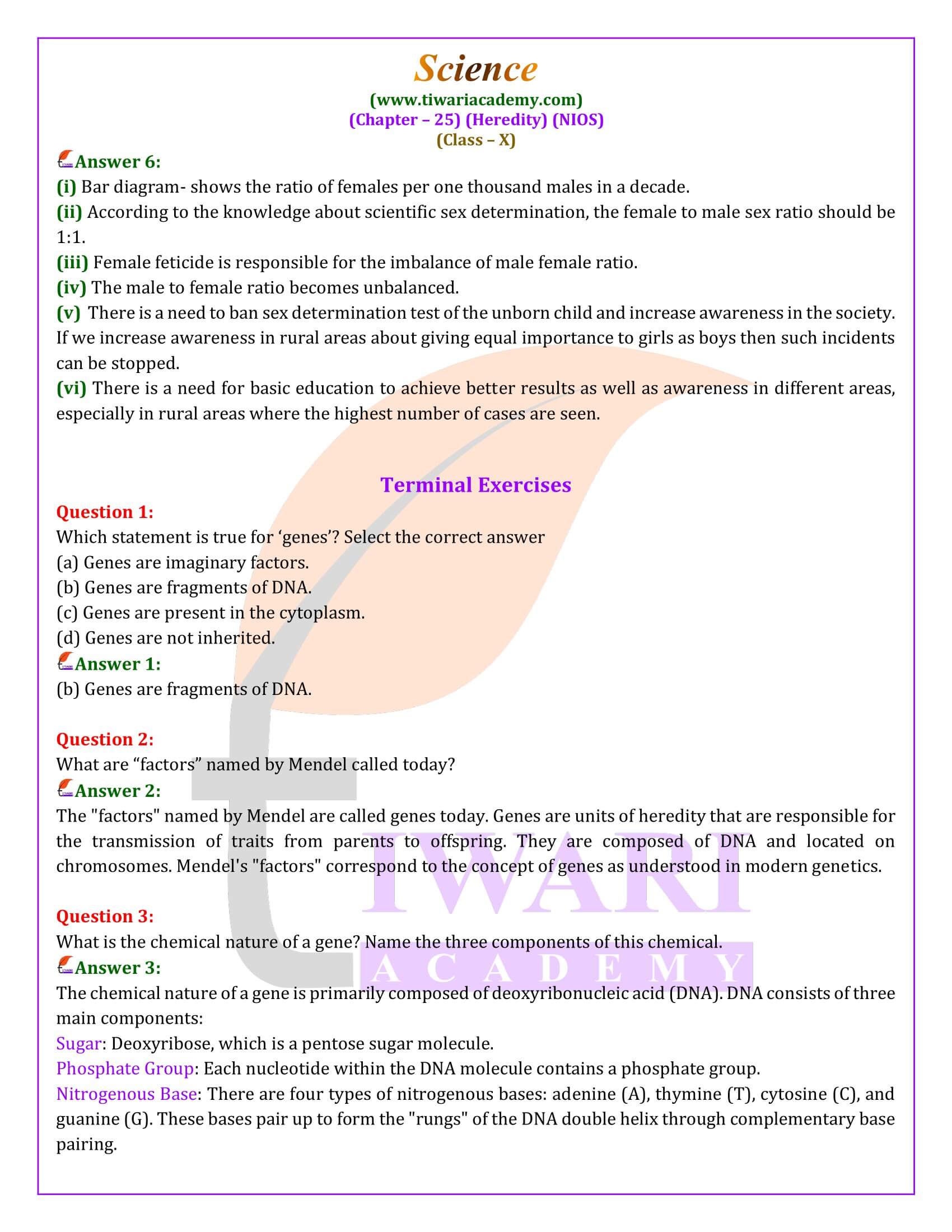 NIOS Class 10 Science Chapter 25 Guide Answers