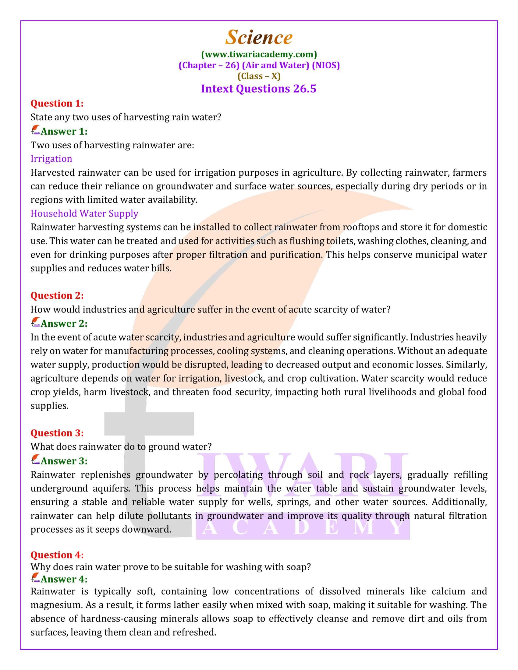 NIOS Class 10 Science Chapter 26 English Medium