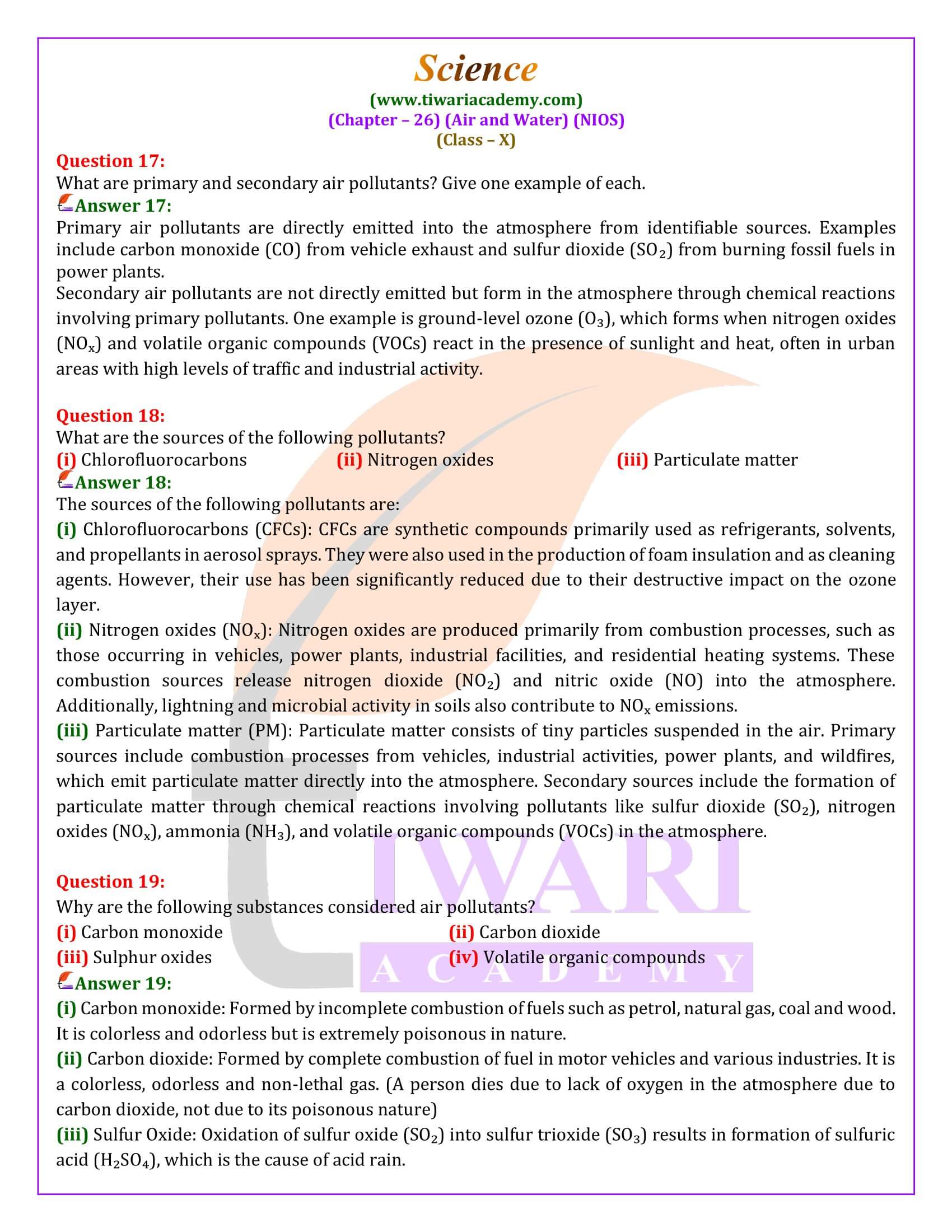 NIOS Class 10 Science Chapter 26 Intext Questions