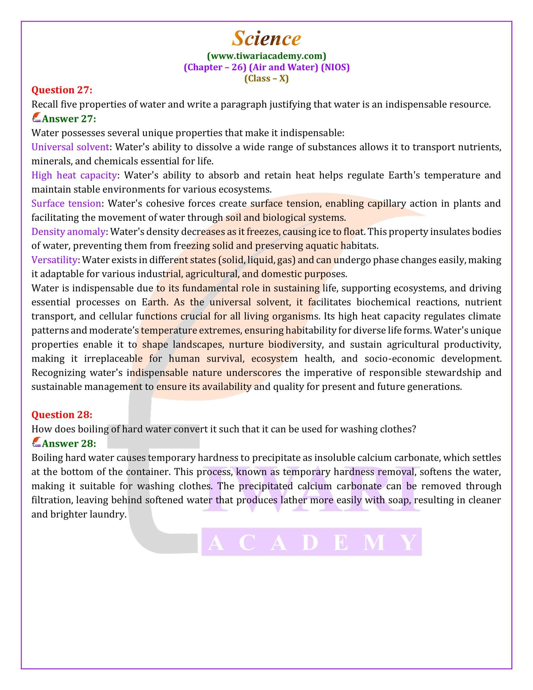 NIOS Class 10 Science Chapter 26