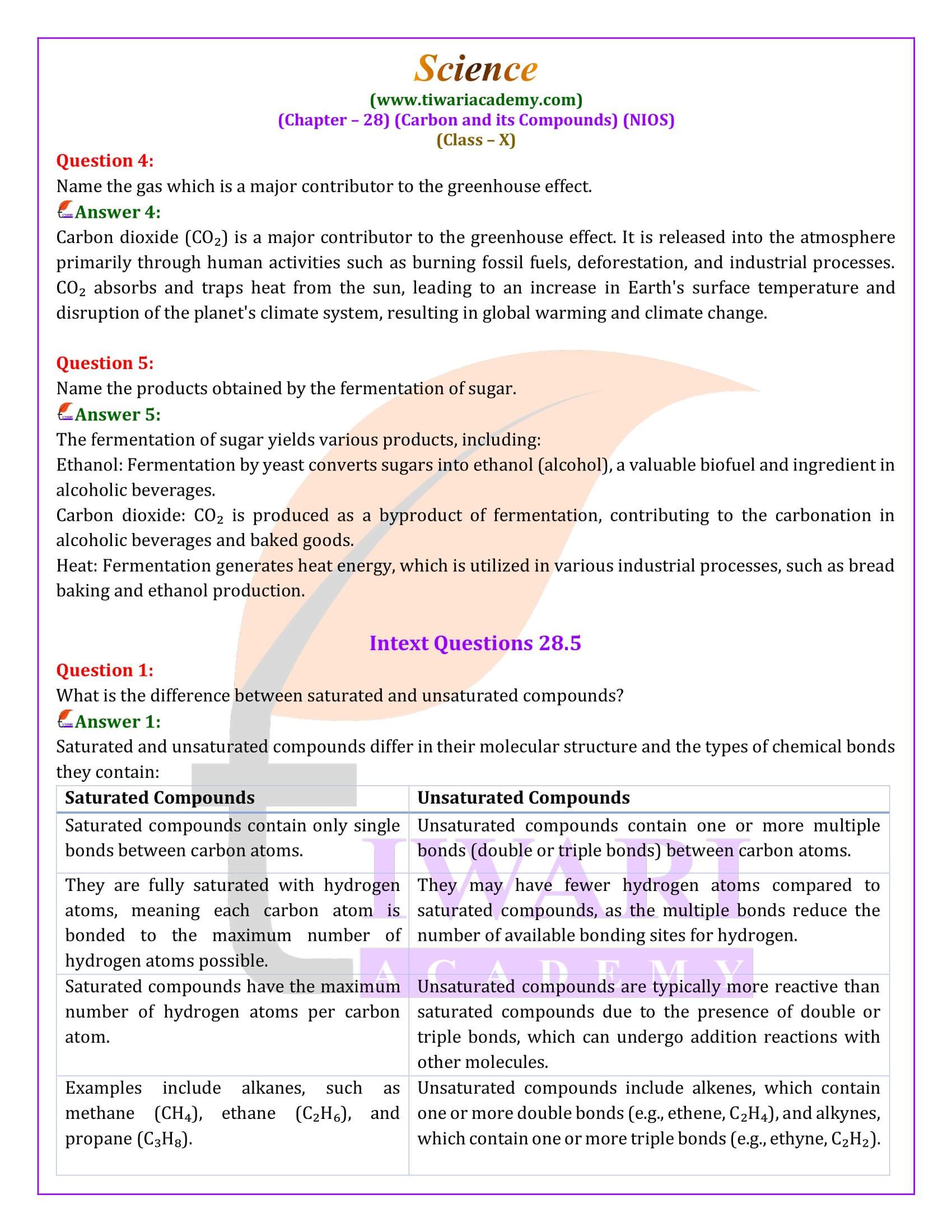 NIOS Class 10 Science Chapter 28 Solutions