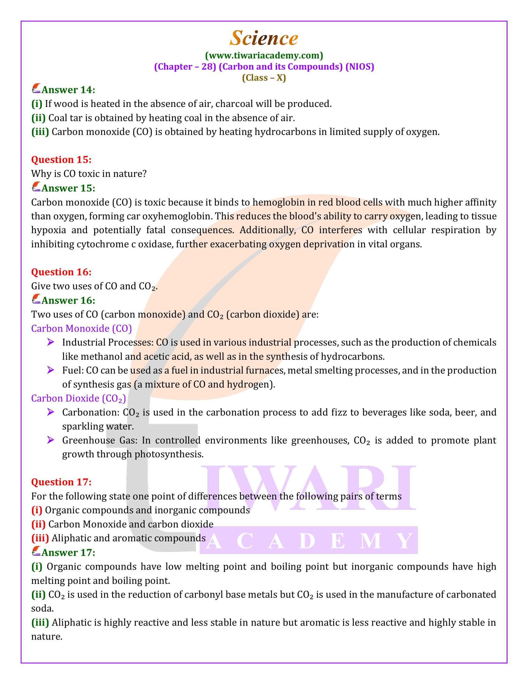 NIOS Class 10 Science Chapter 28 Guide in English