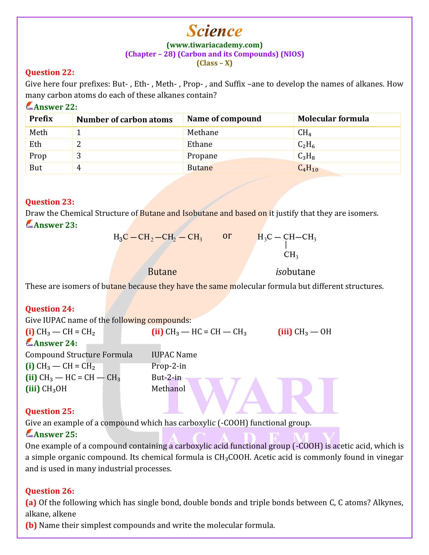 NIOS Class 10 Science Chapter 28 Revision