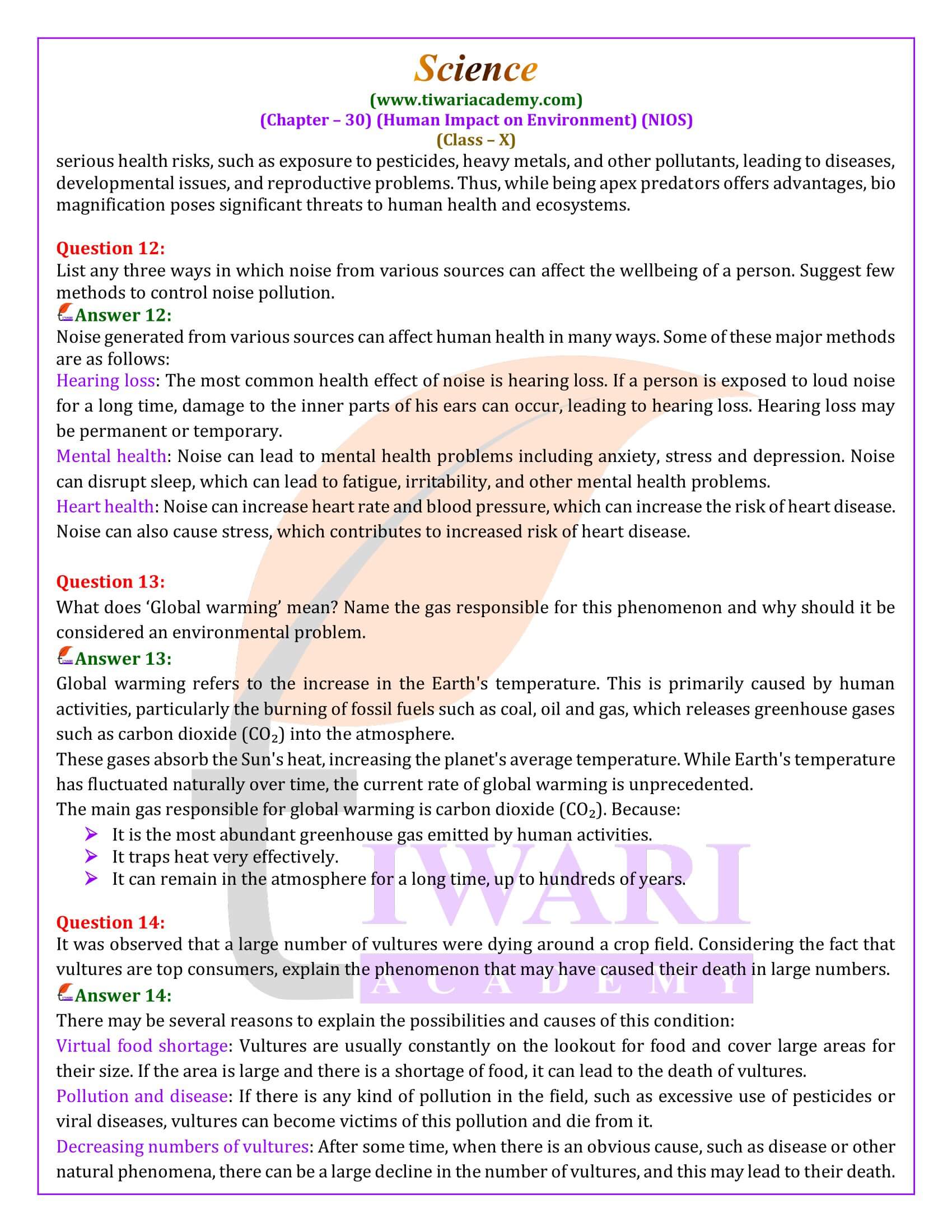 NIOS Class 10 Science Chapter 30 Revision