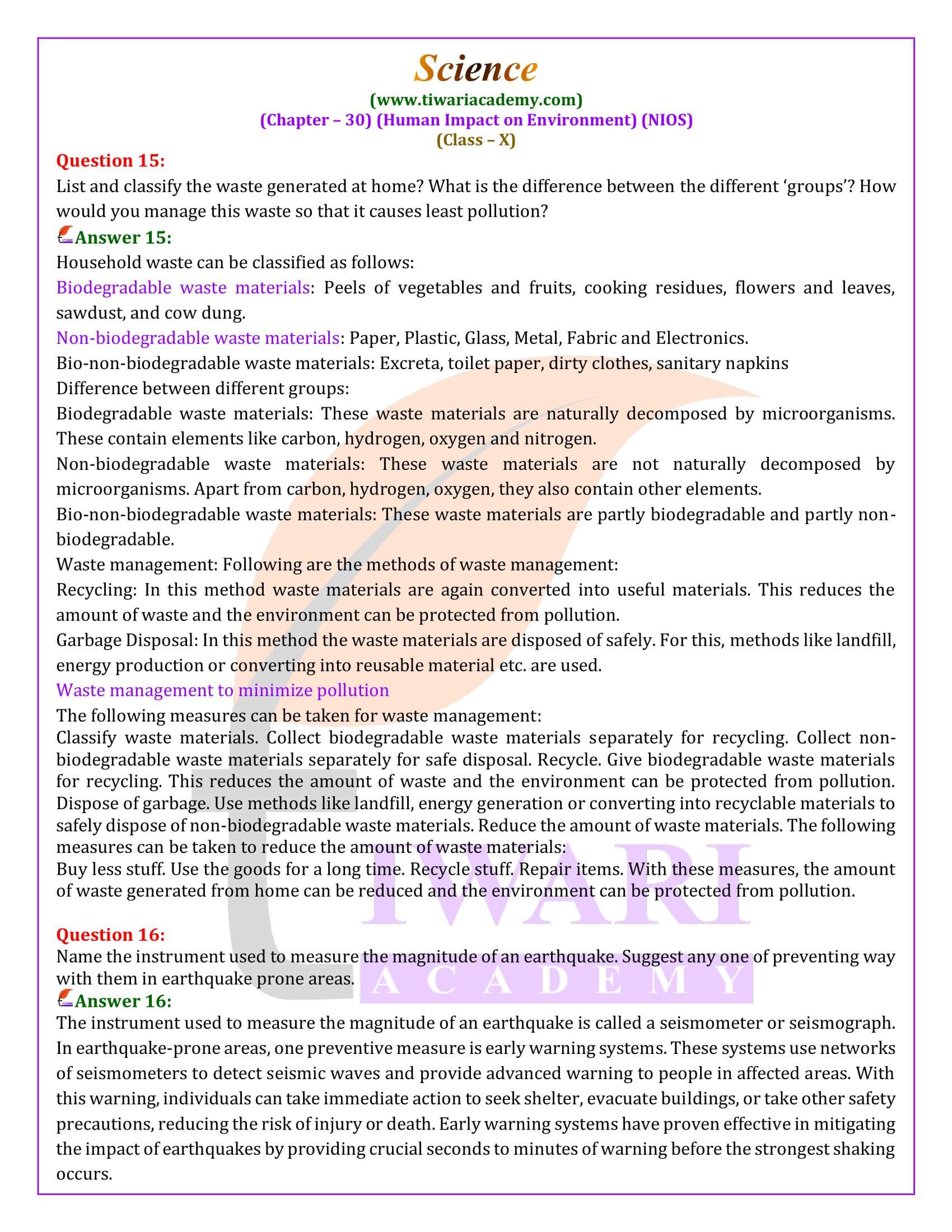 NIOS Class 10 Science Chapter 30