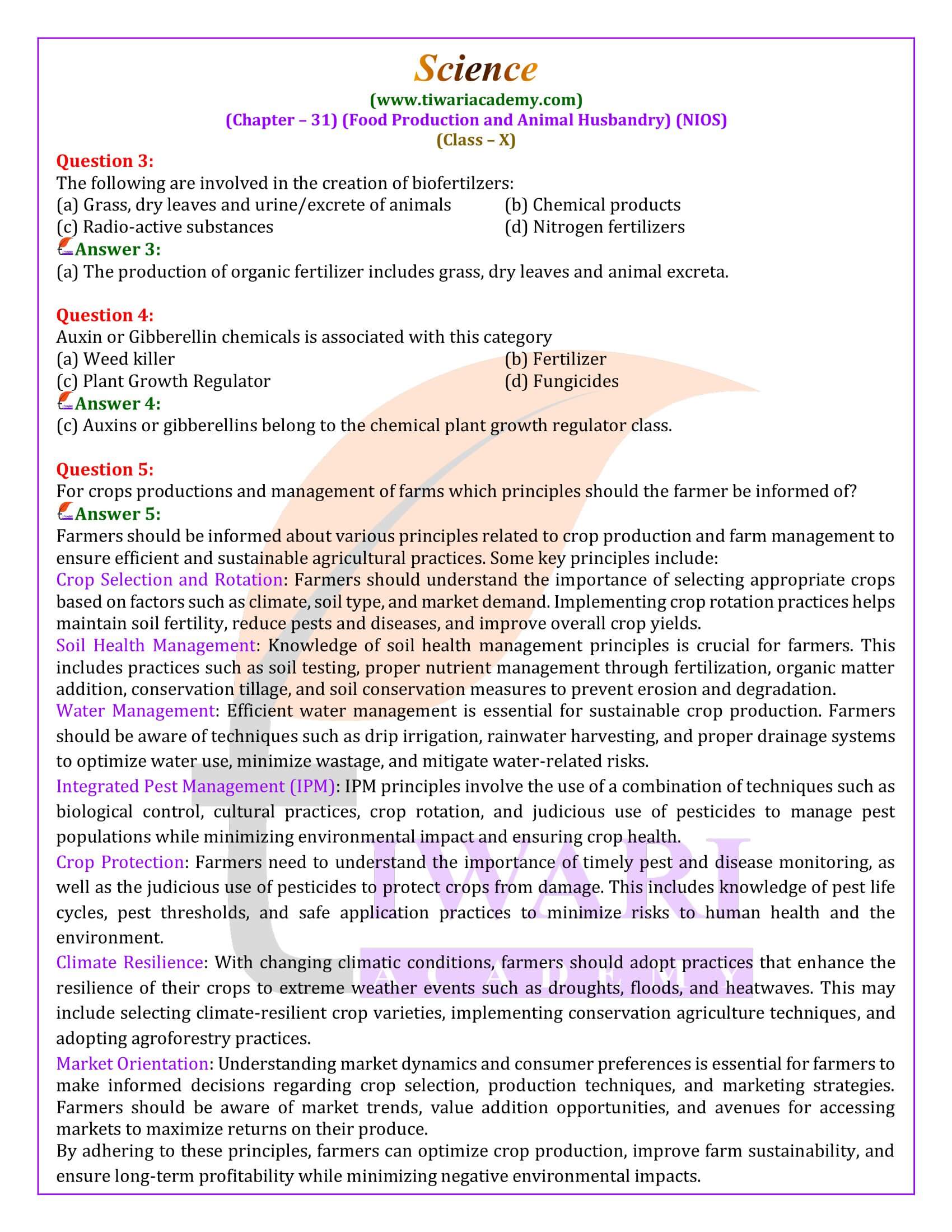 NIOS Class 10 Science Chapter 31 Question Answers