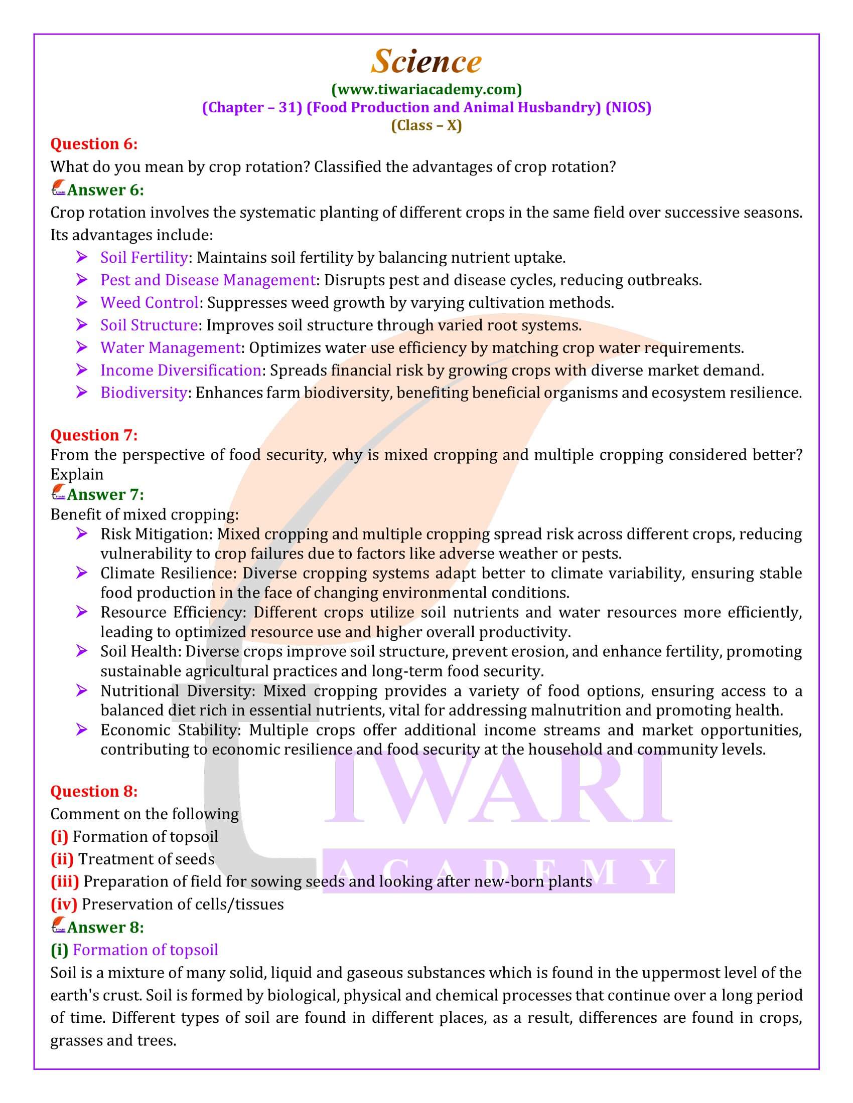 NIOS Class 10 Science Chapter 31 Solutions