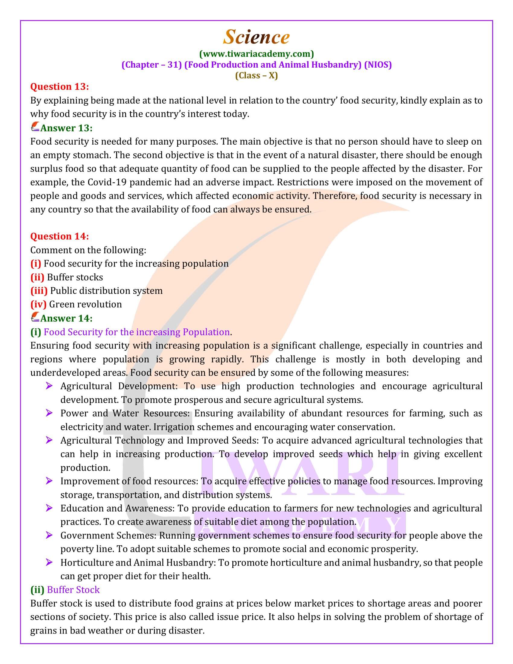 NIOS Class 10 Science Chapter 31 Explanation