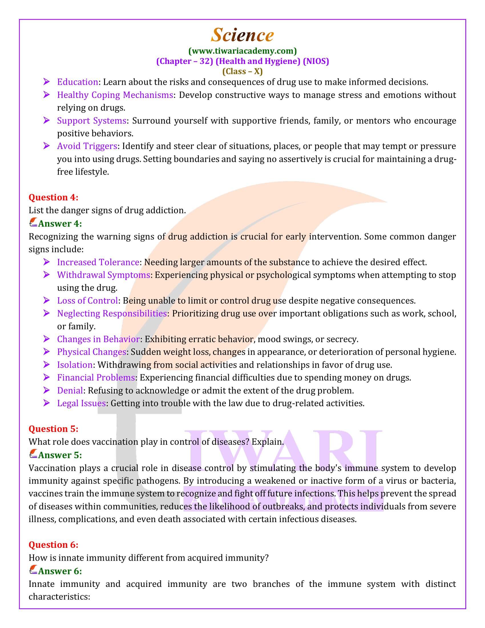 NIOS Class 10 Science Chapter 32 Answer Guide