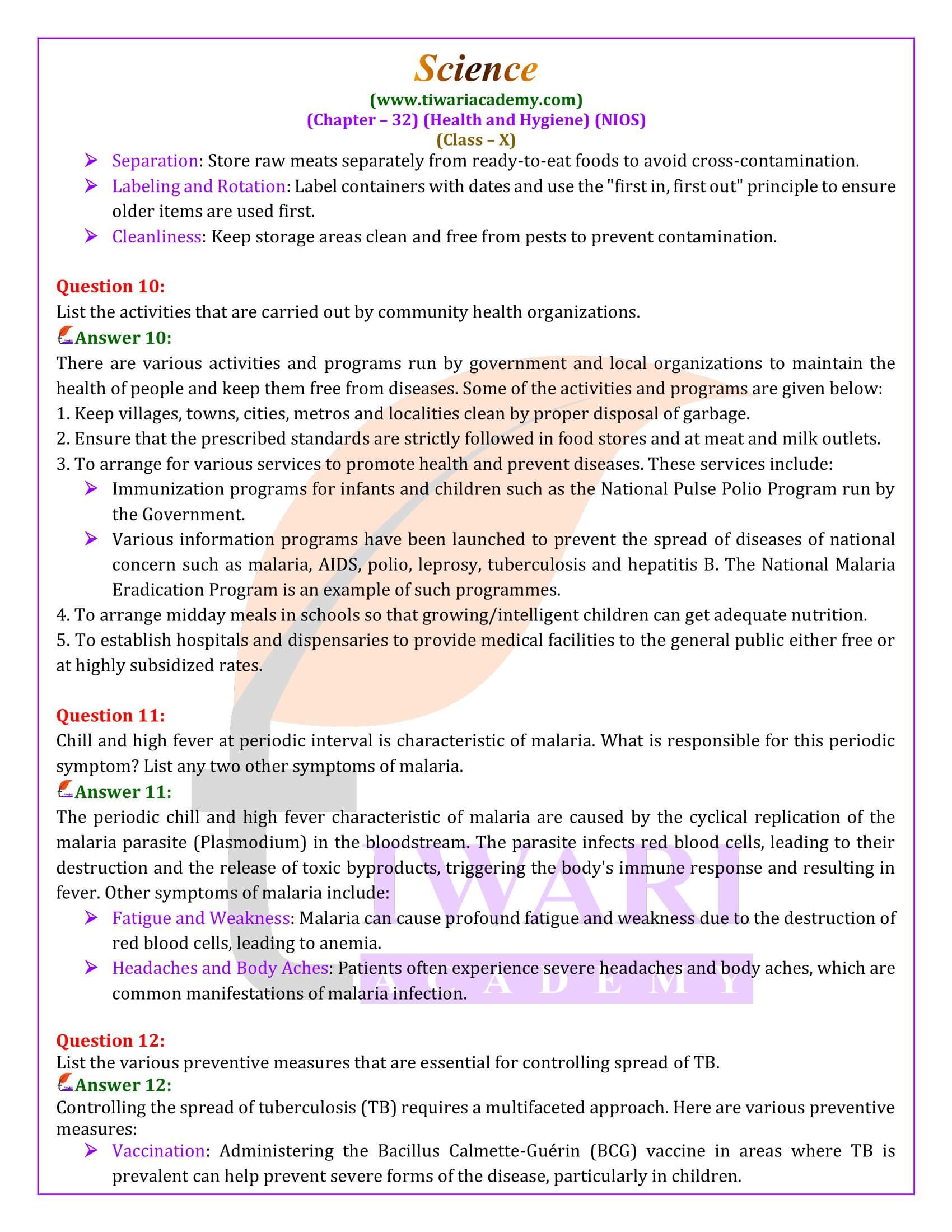 NIOS Class 10 Science Chapter 32 Revision
