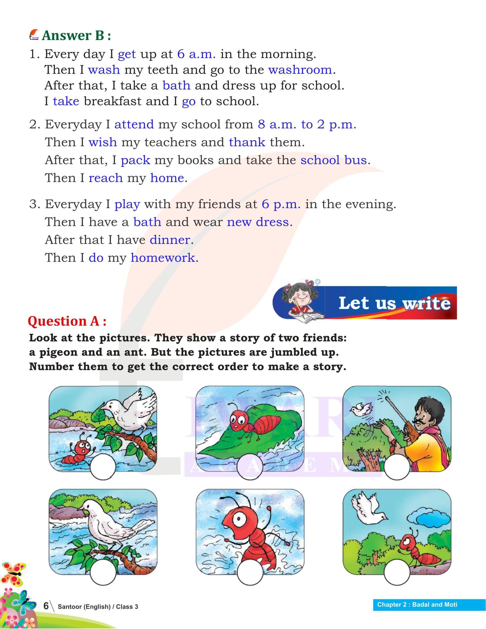 Class 3 English Santoor Chapter 2 Question Answers