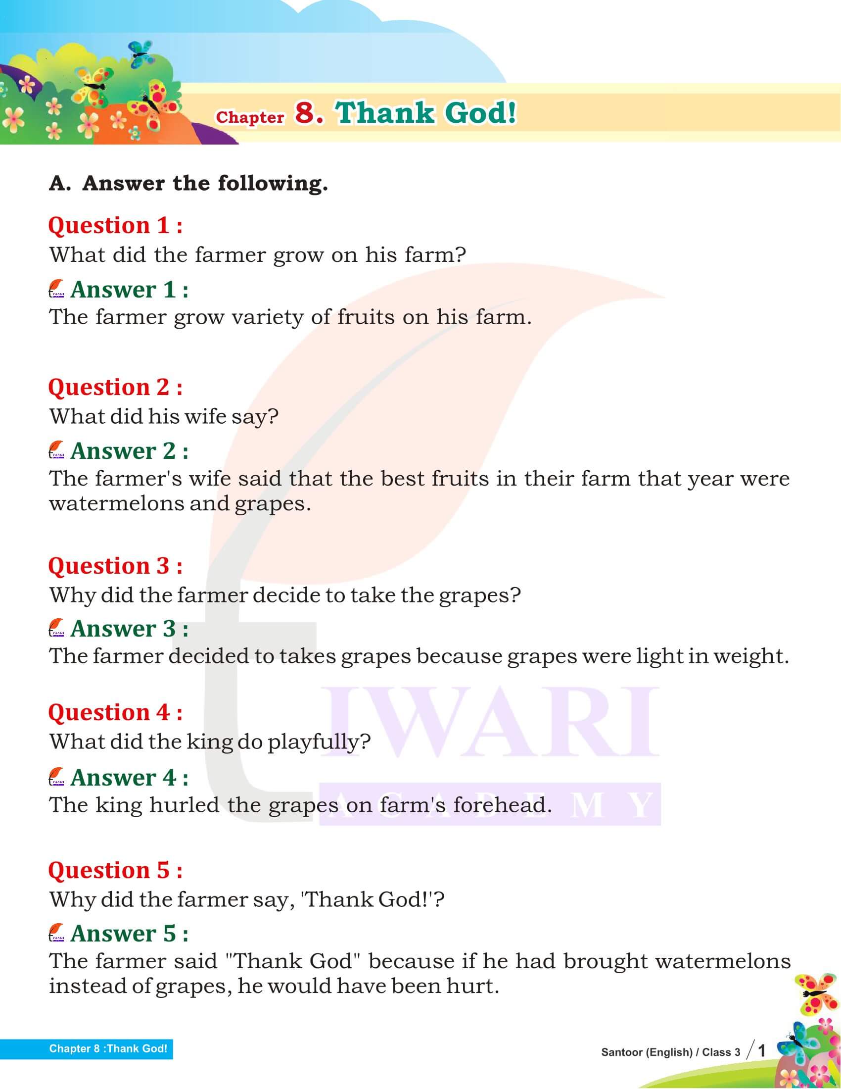 Class 3 English Santoor Chapter 8 Thank God