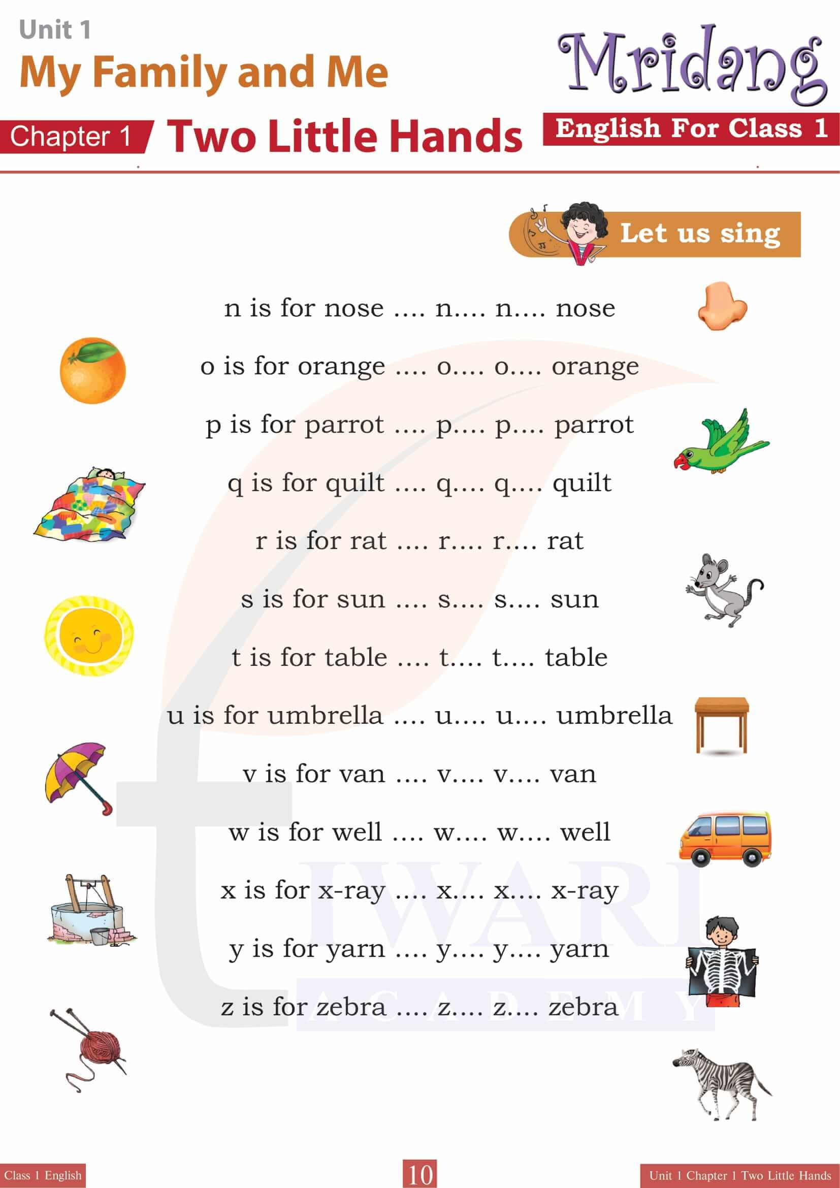 Class 1 English Mridang Chapter 1 Solutions