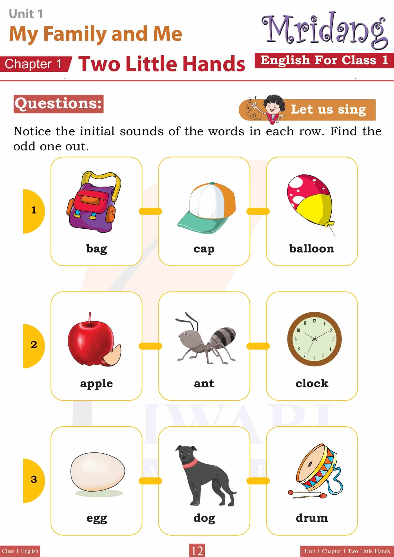 Class 1 English Mridang Chapter 1 of New book