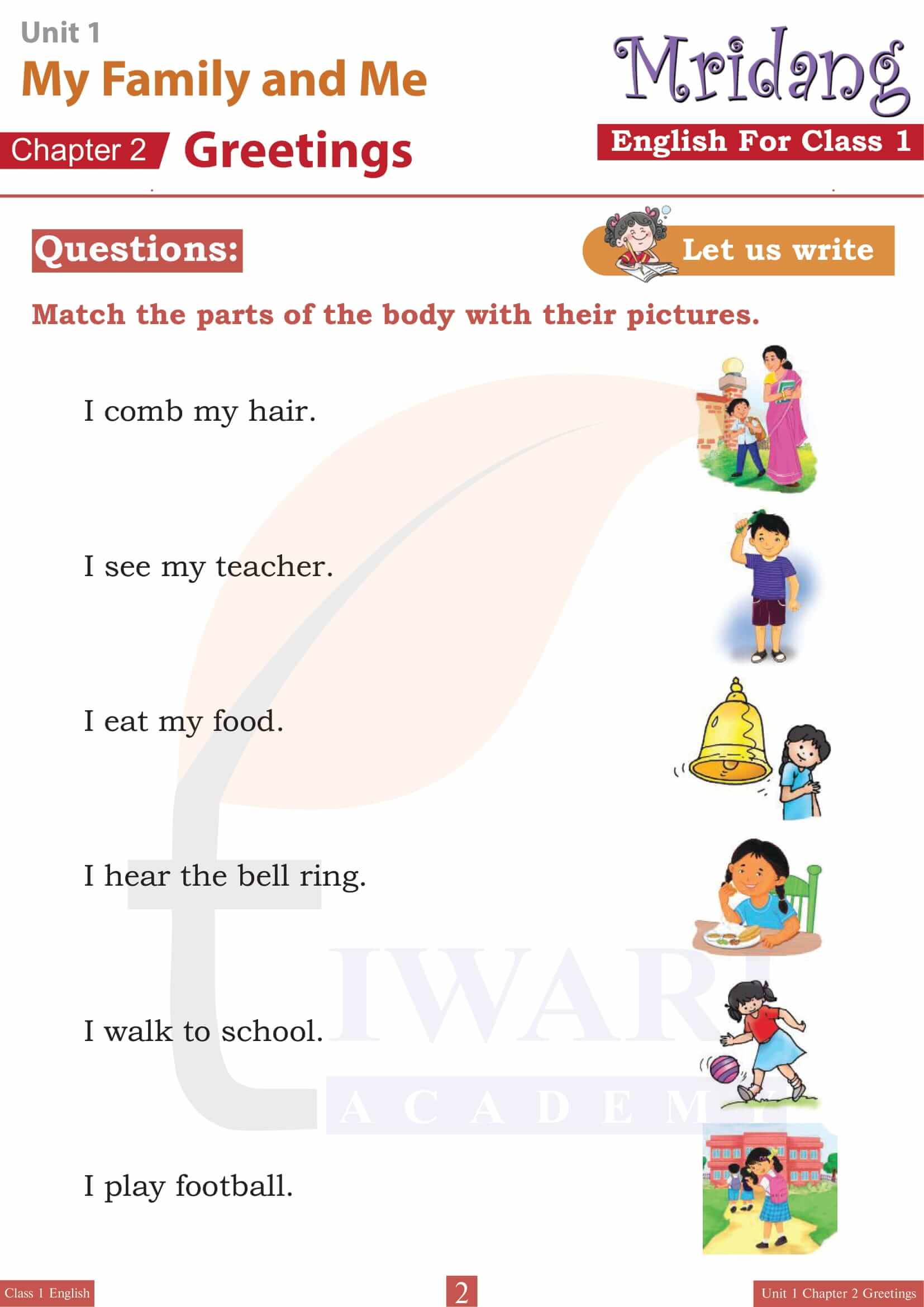 NCERT Solutions for Class 1 English Mridang Chapter 2 Greetings of Unit 1 My Family and Me Solutions