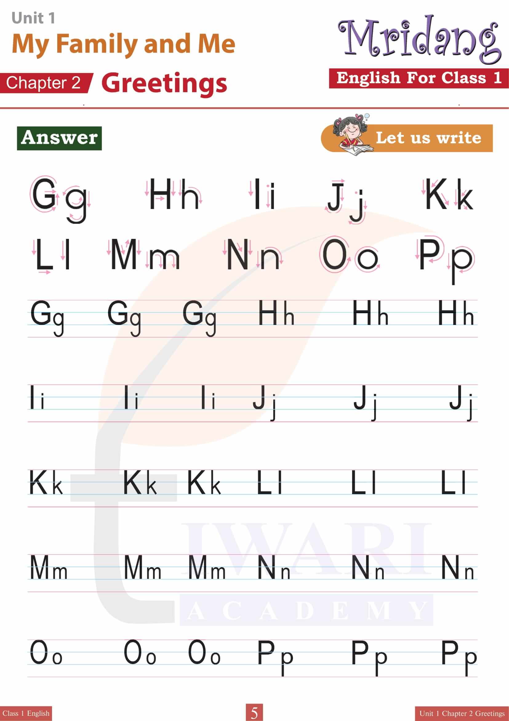NCERT Solutions for Class 1 English Mridang Chapter 2 Greetings Question Answers