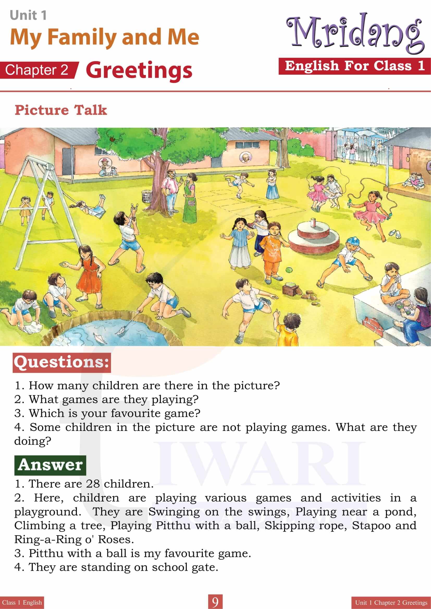 Class 1 English Mridang Chapter 2 Greetings