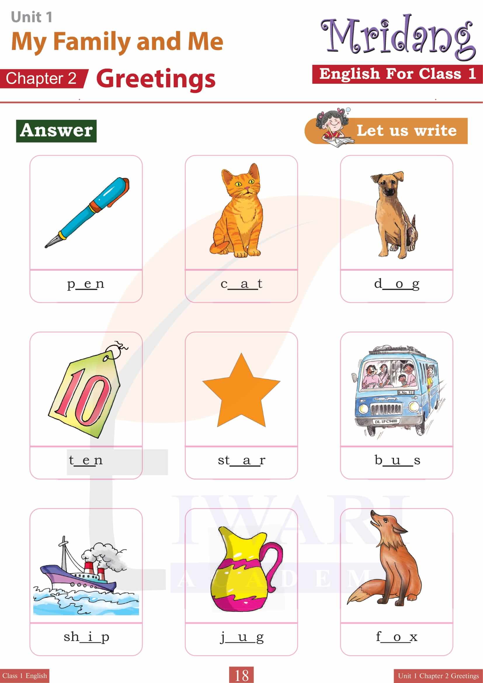 Class 1 English Mridang Chapter 2 Answers