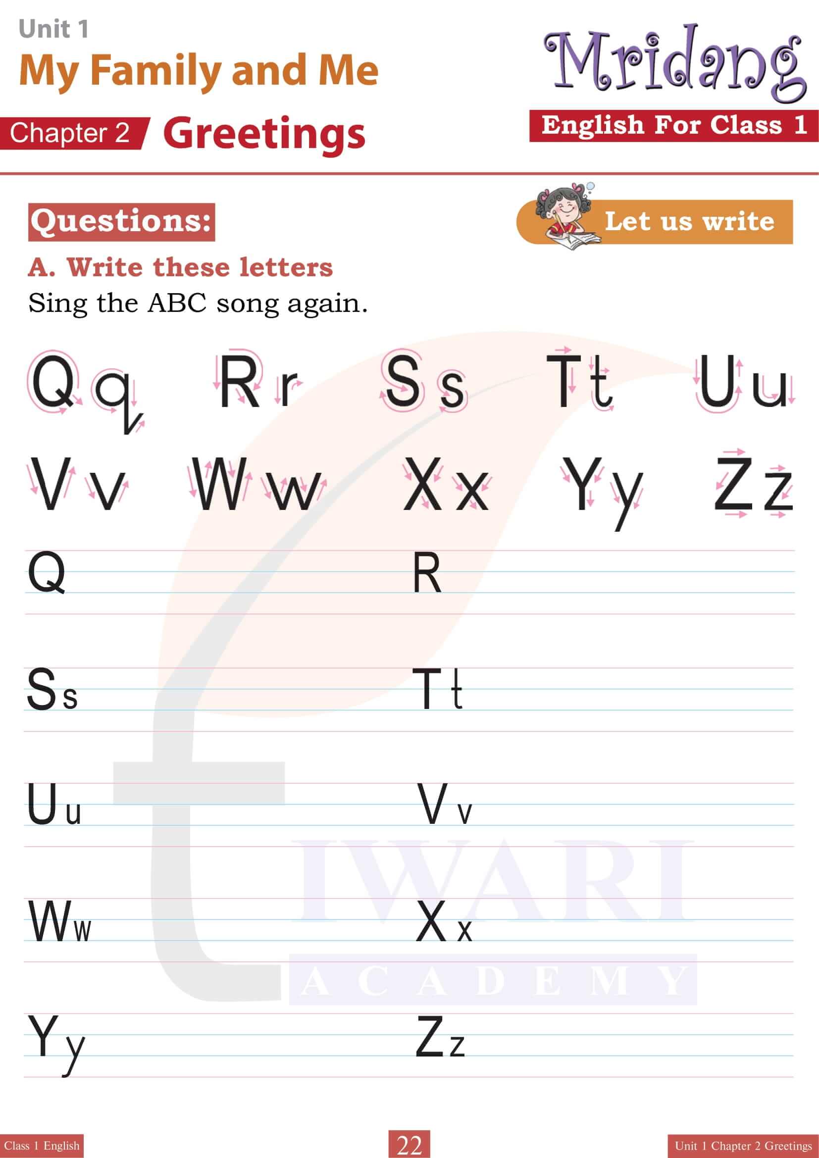 Class 1 English Chapter 2 Questions