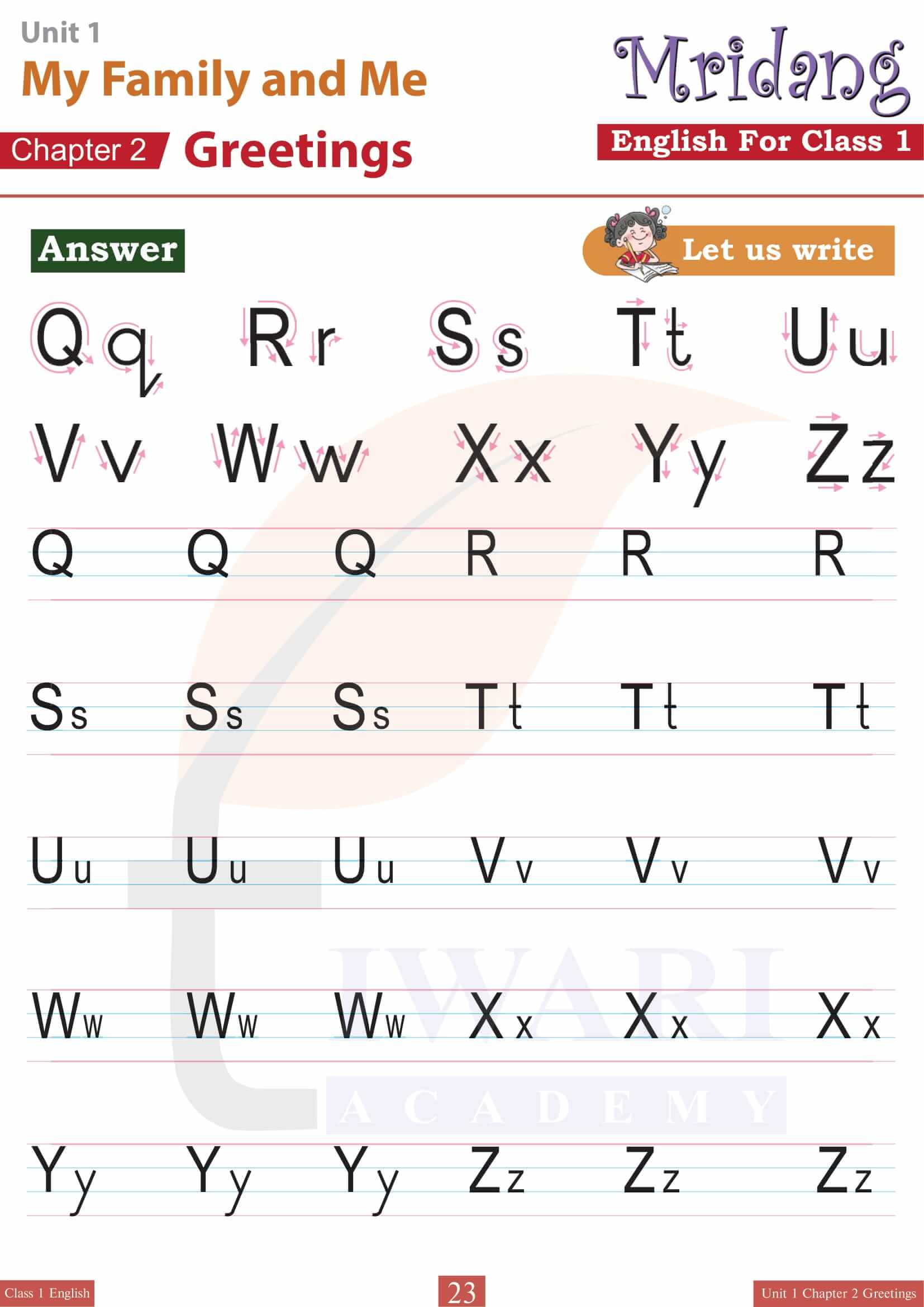 Class 1 English Chapter 2 Answers