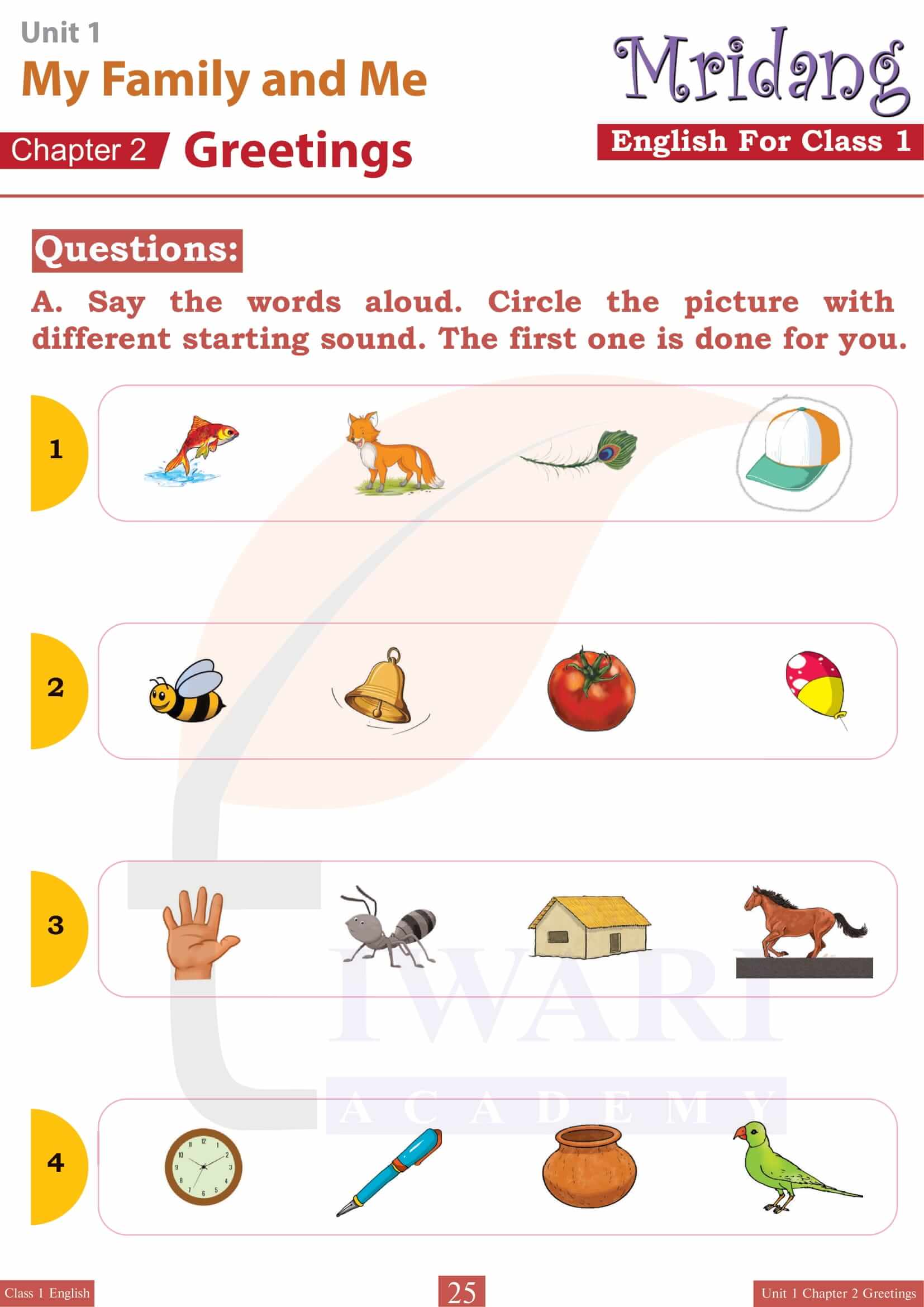 Class 1 English Chapter 2 Explanation