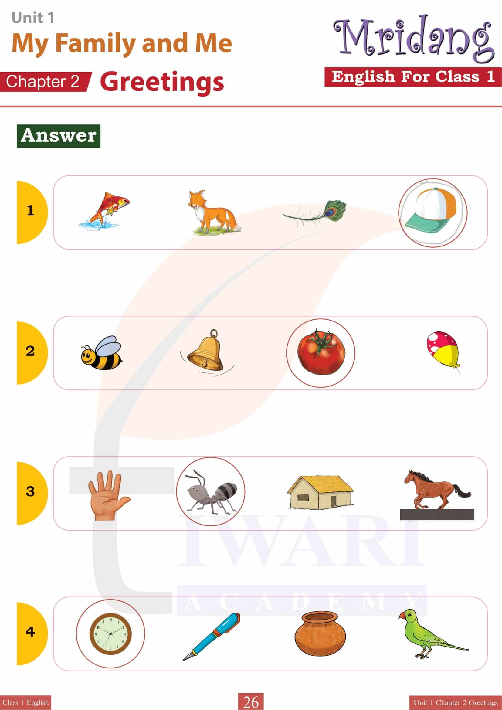 Class 1 English Mridang Book Chapter 2