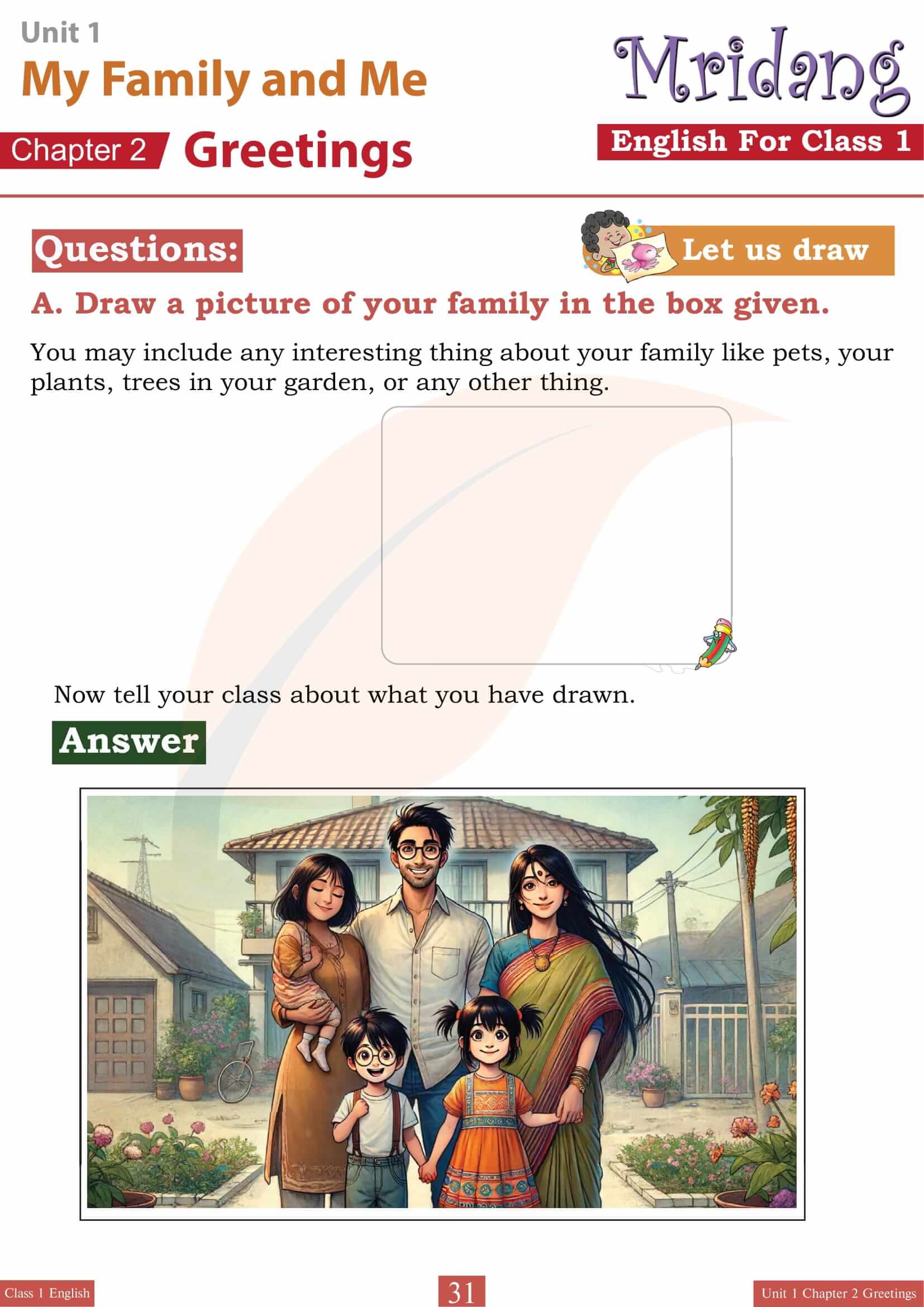 Class 1 English Mridang Book Chapter 2 Explanation