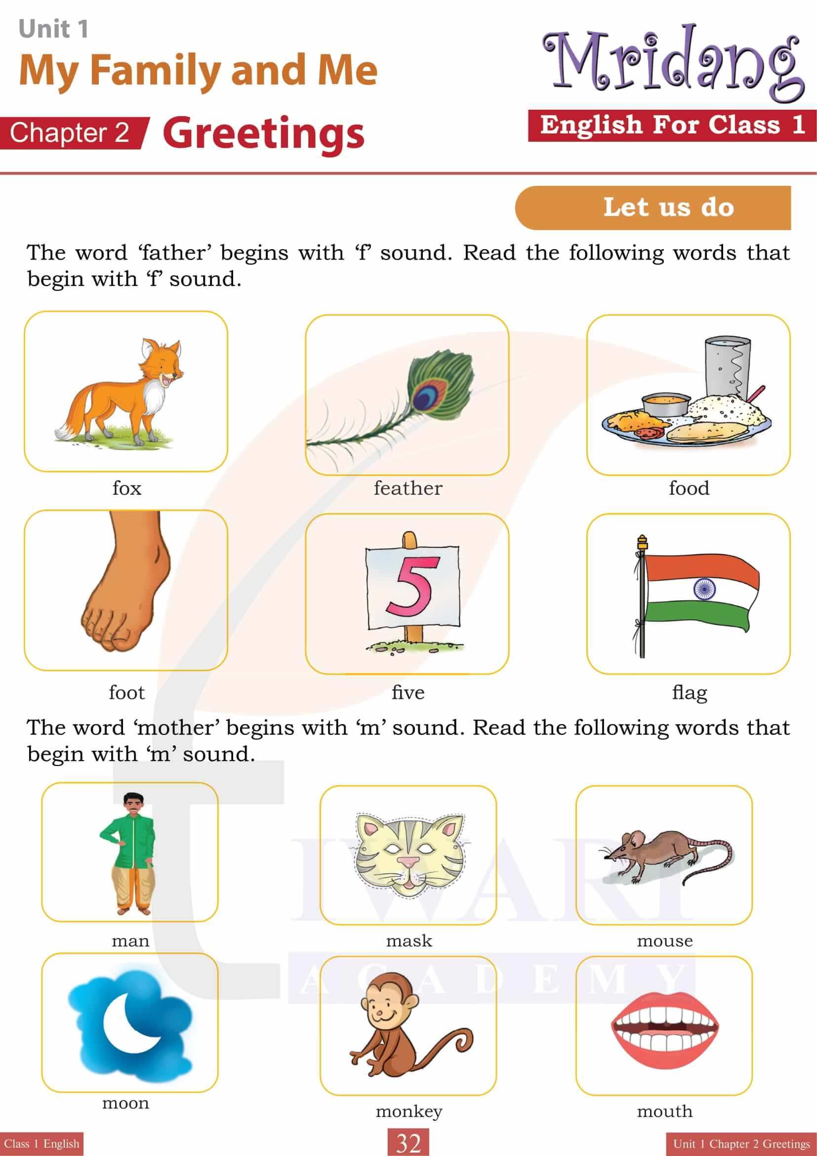 Class 1 English Mridang Book Chapter 2 Guide in English