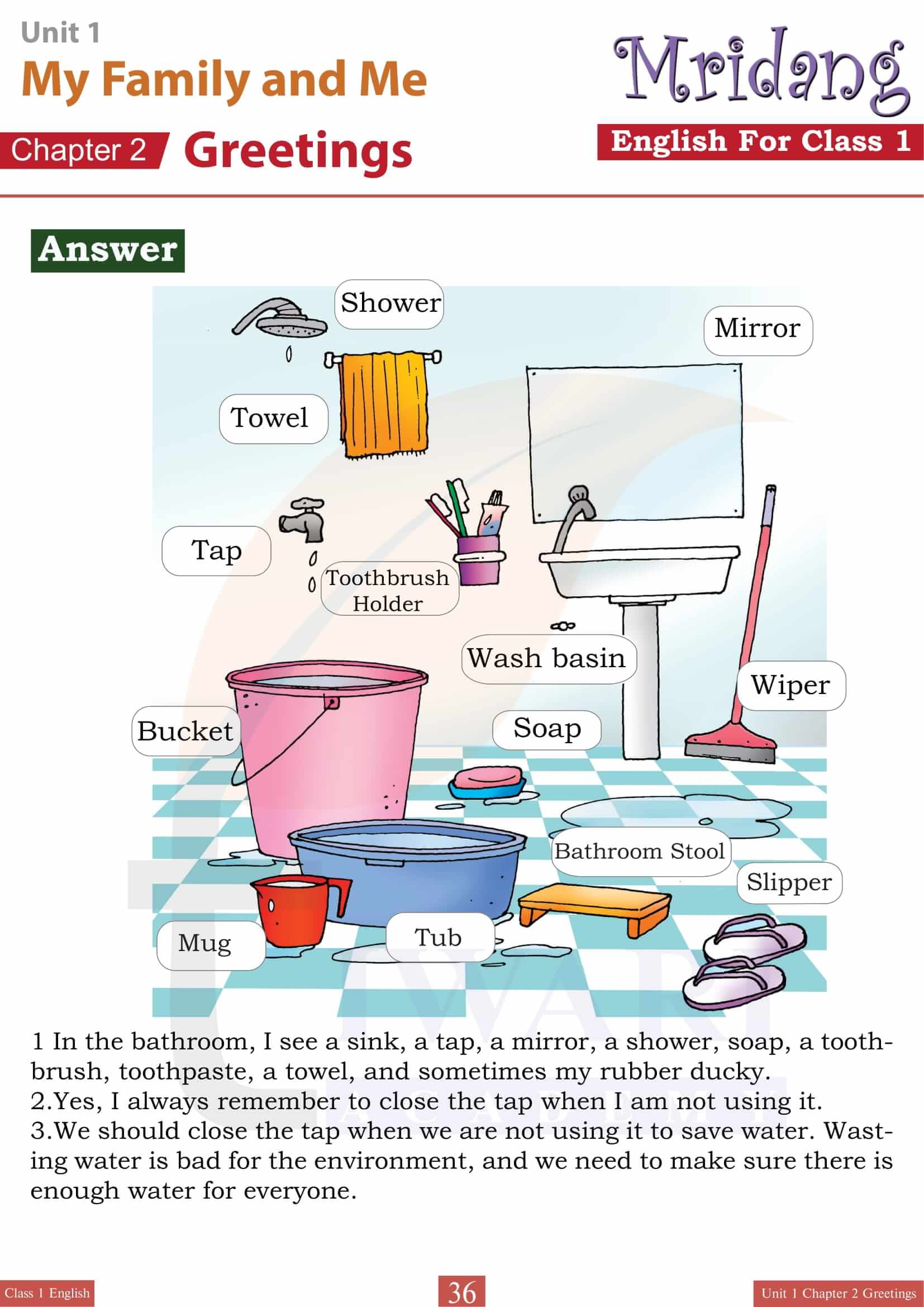 Class 1 English new Book Chapter 2 Question Answers
