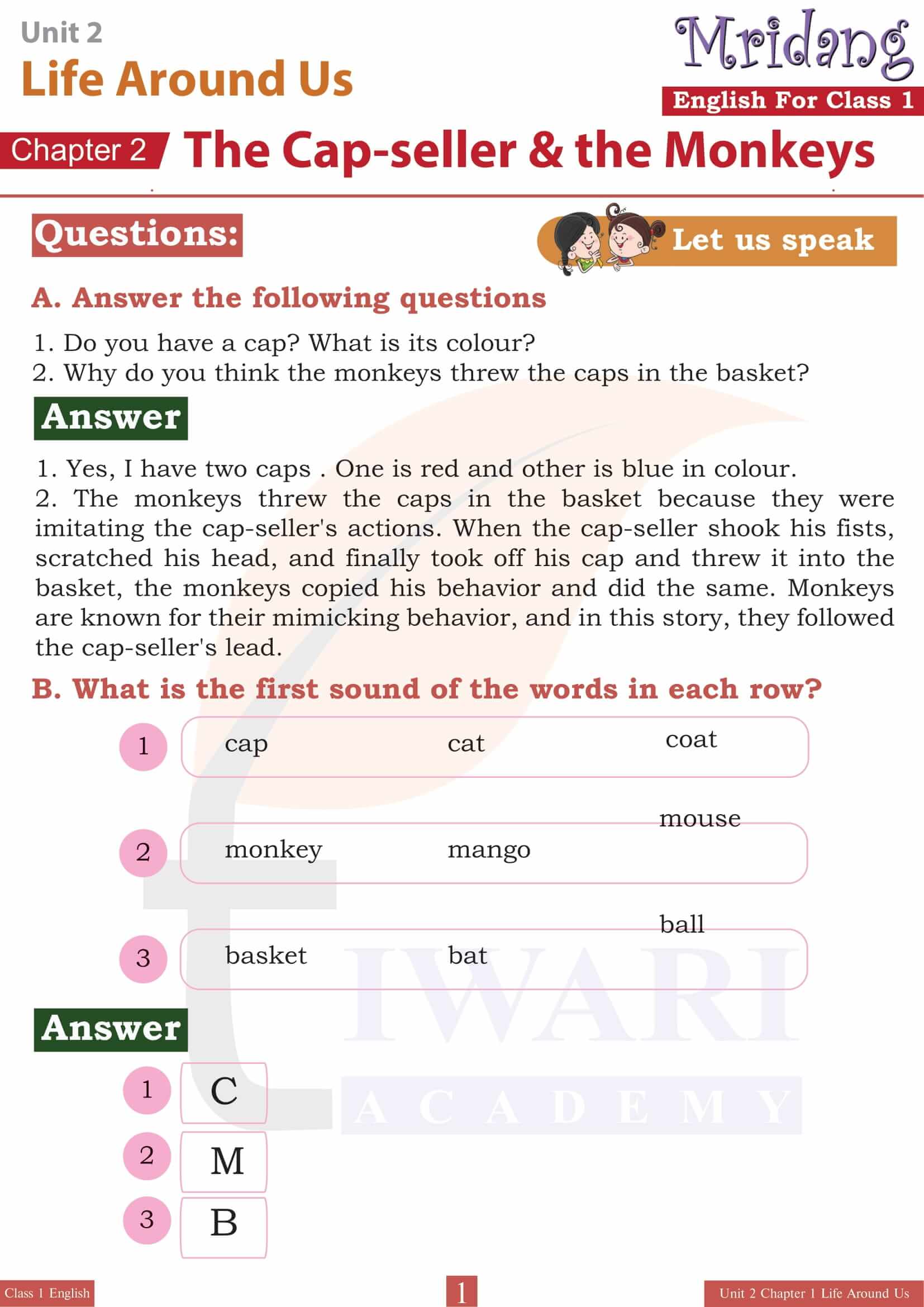 Class 1 English Mridang Unit 2 Chapter 2