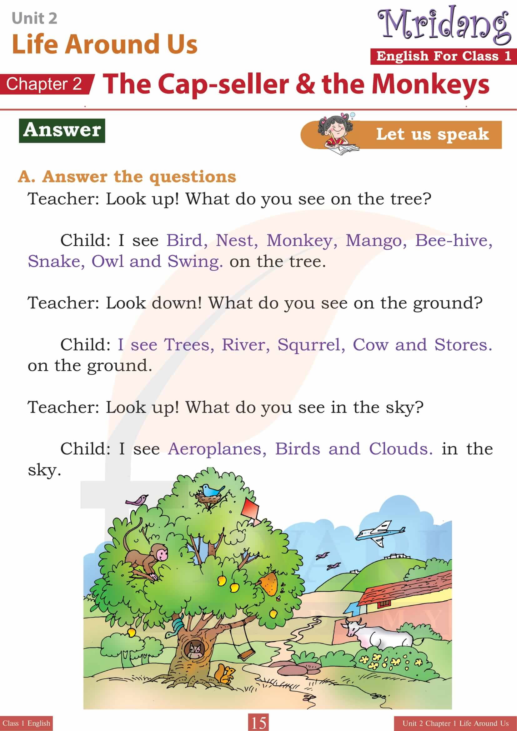 Class 1 English Mridang Unit 2 Chapter 2 The Cap-seller and the Monkeys Exercises