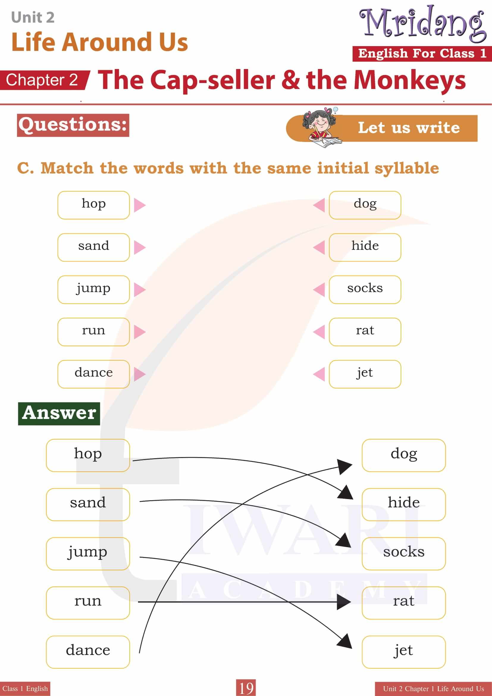 Class 1 English Mridang Unit 2 Chapter 2 The Cap-seller and the Monkeys Maching