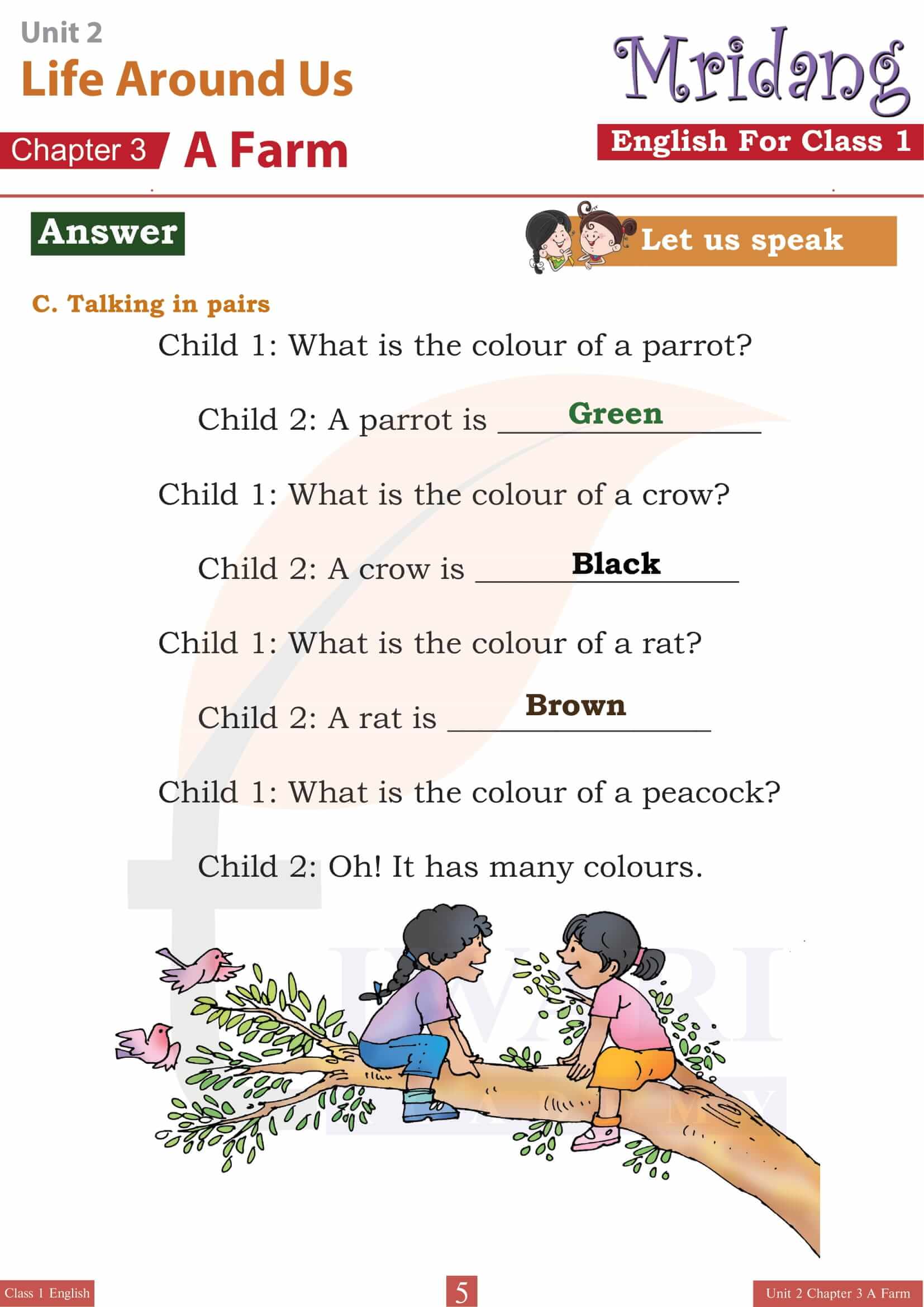 Class 1 English Mridang Unit 2 Chapter 3 Guide
