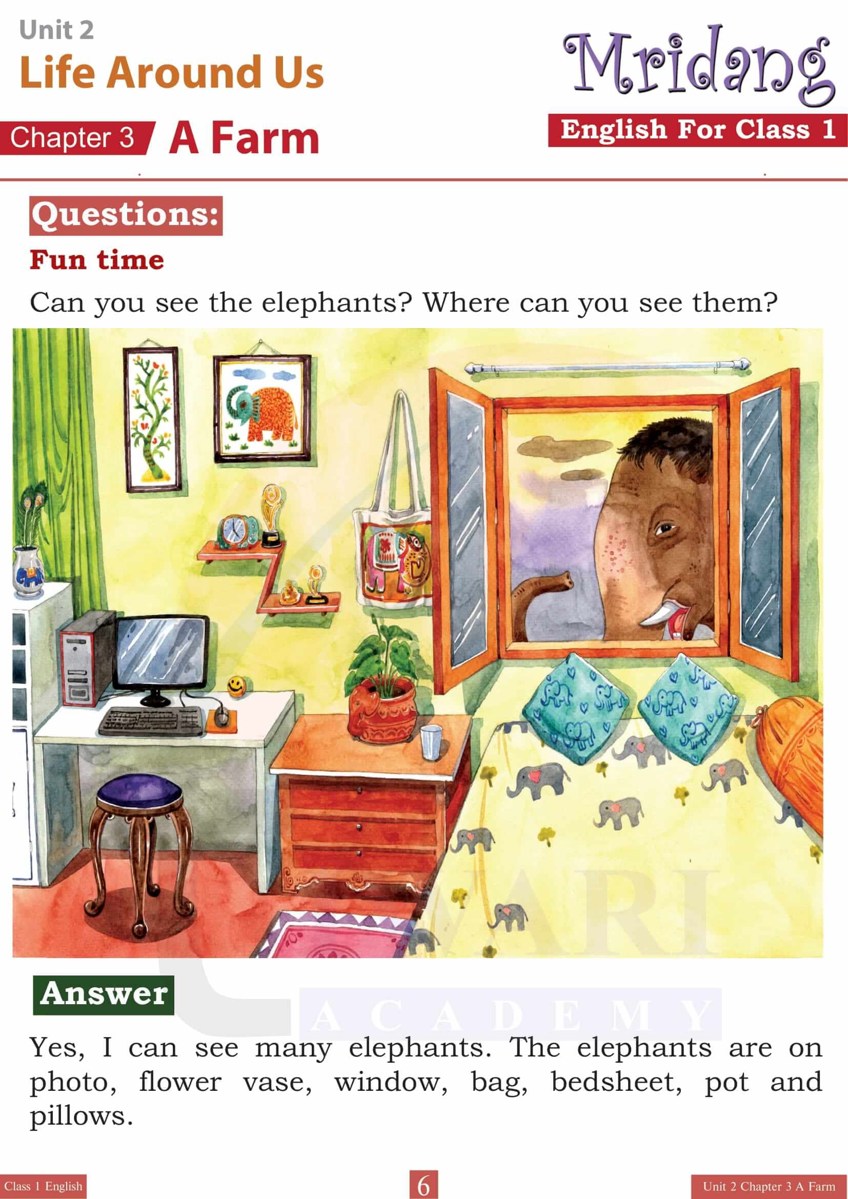 Class 1 English Mridang Unit 2 Chapter 3 all Answers