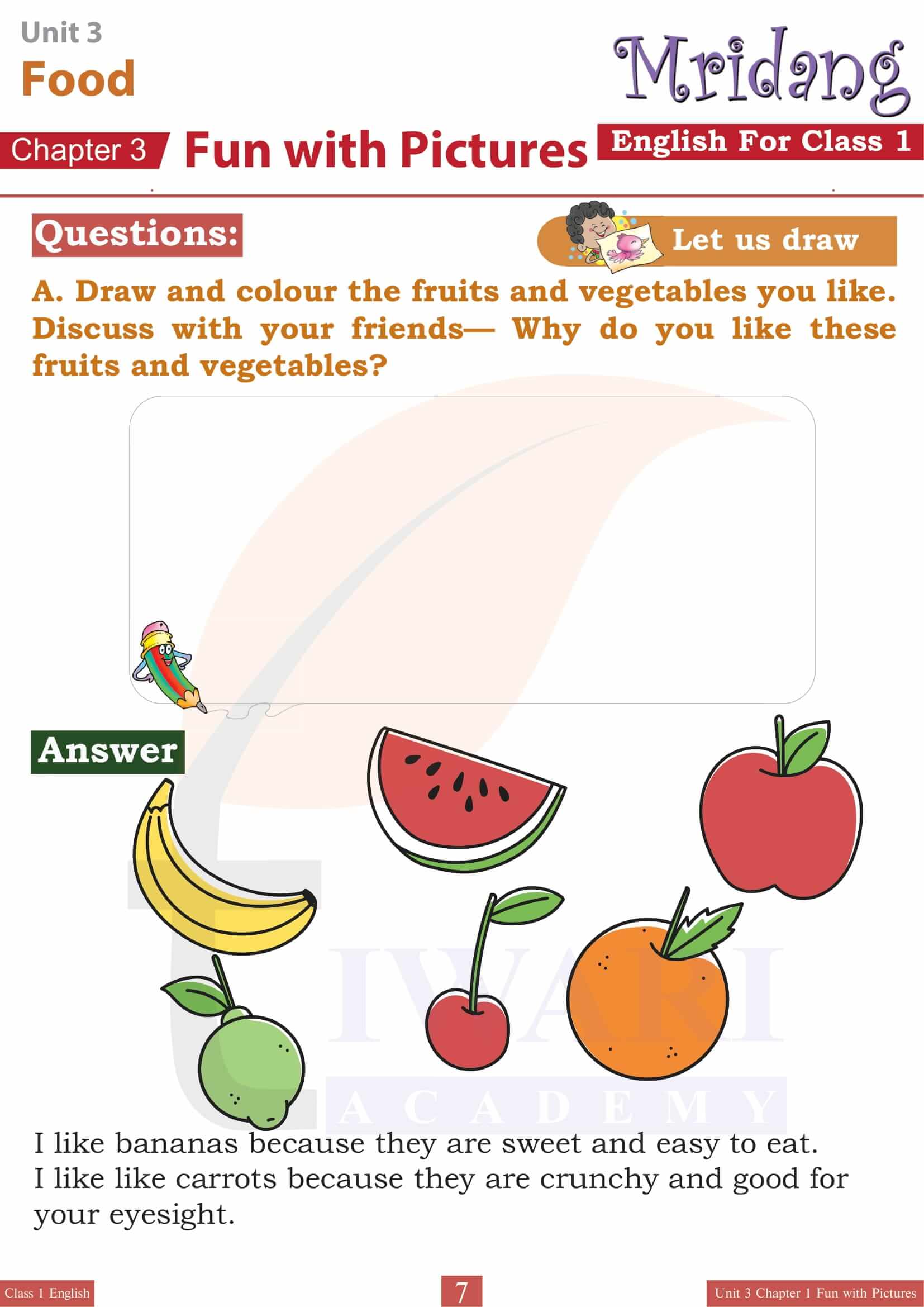 Class 1 English Mridang Unit 3 Chapter 1 Question Answers