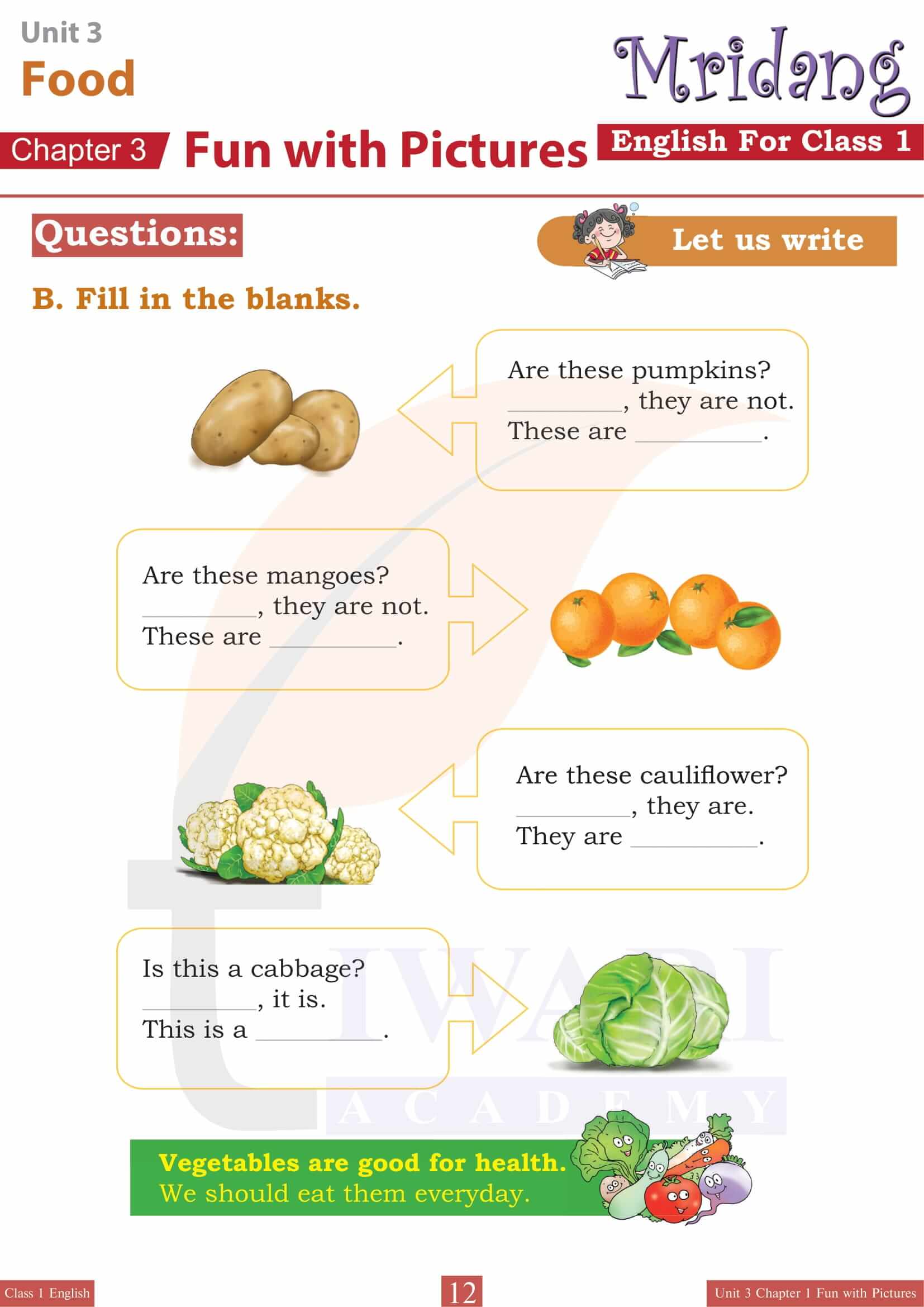 Class 1 English Mridang Unit 3 Chapter 1 all question Answers