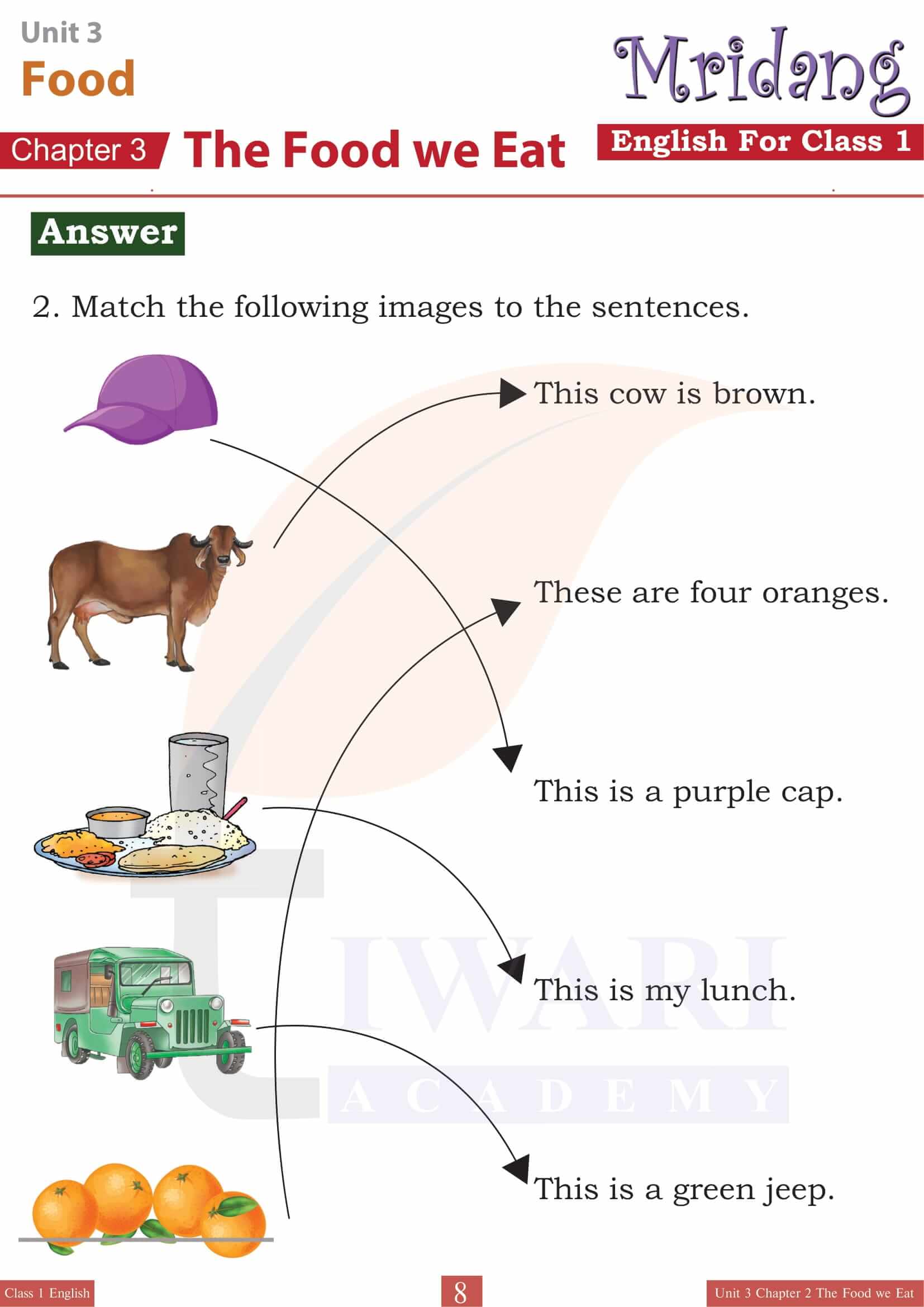 Class 1 English Mridang Unit 3 Chapter 2 Matching
