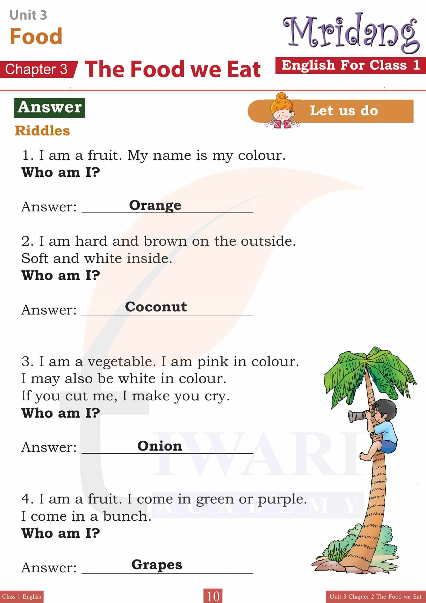Class 1 English Mridang Unit 3 Chapter 2 Answer