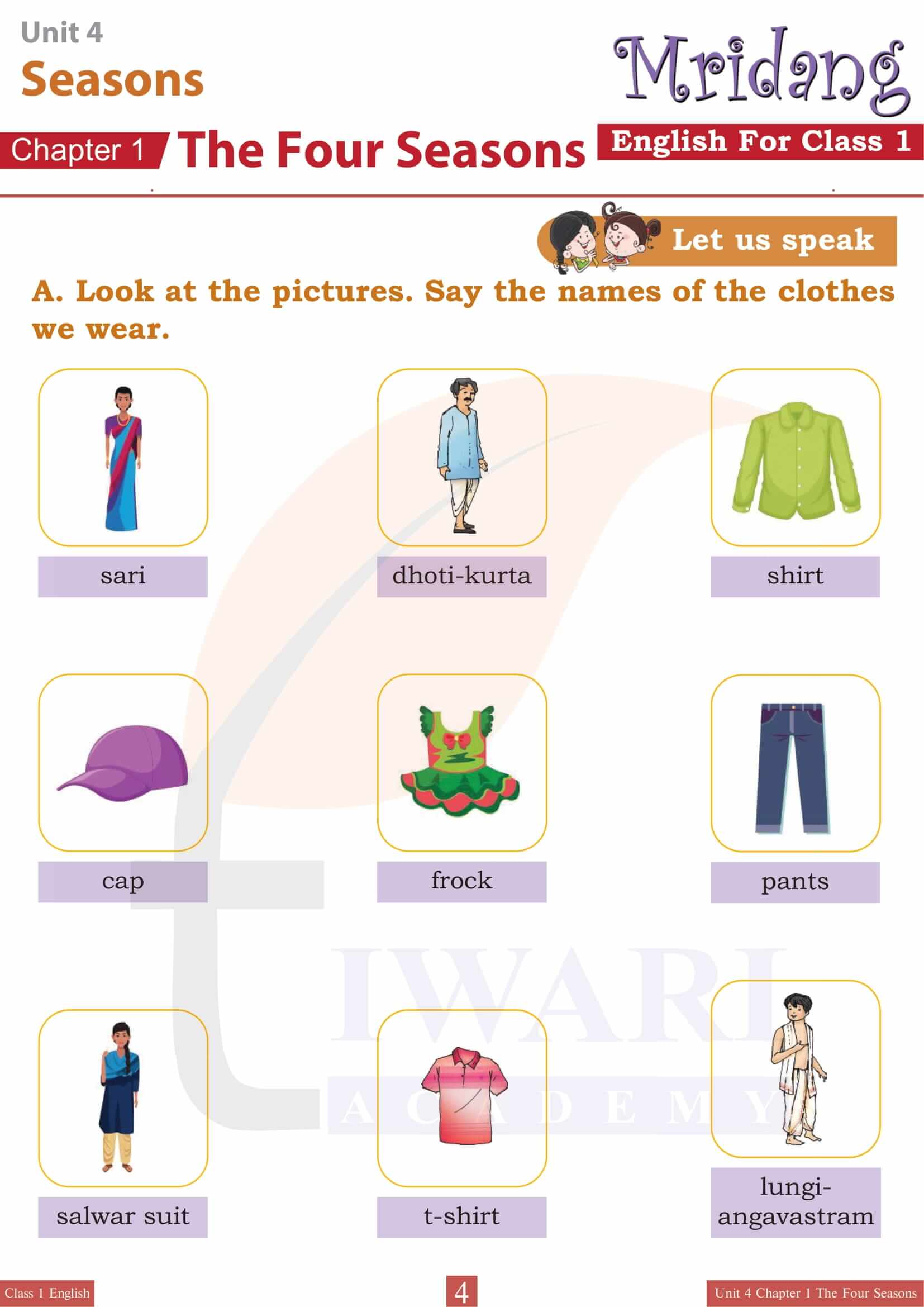 Class 1 English Mridang Unit 4 Chapter 1