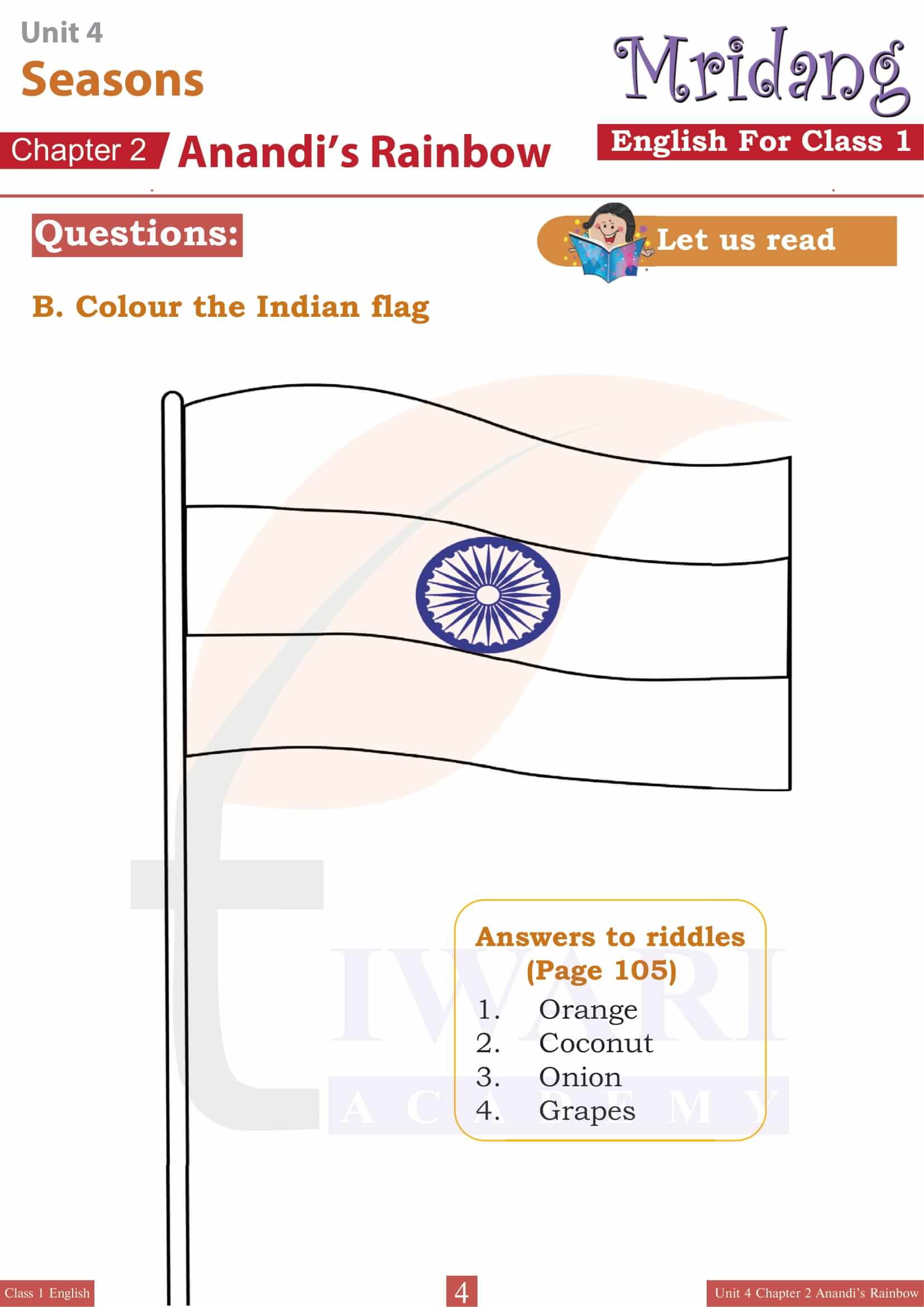 Class 1 English Mridang Unit 4 Seasons Chapter 2 Answers