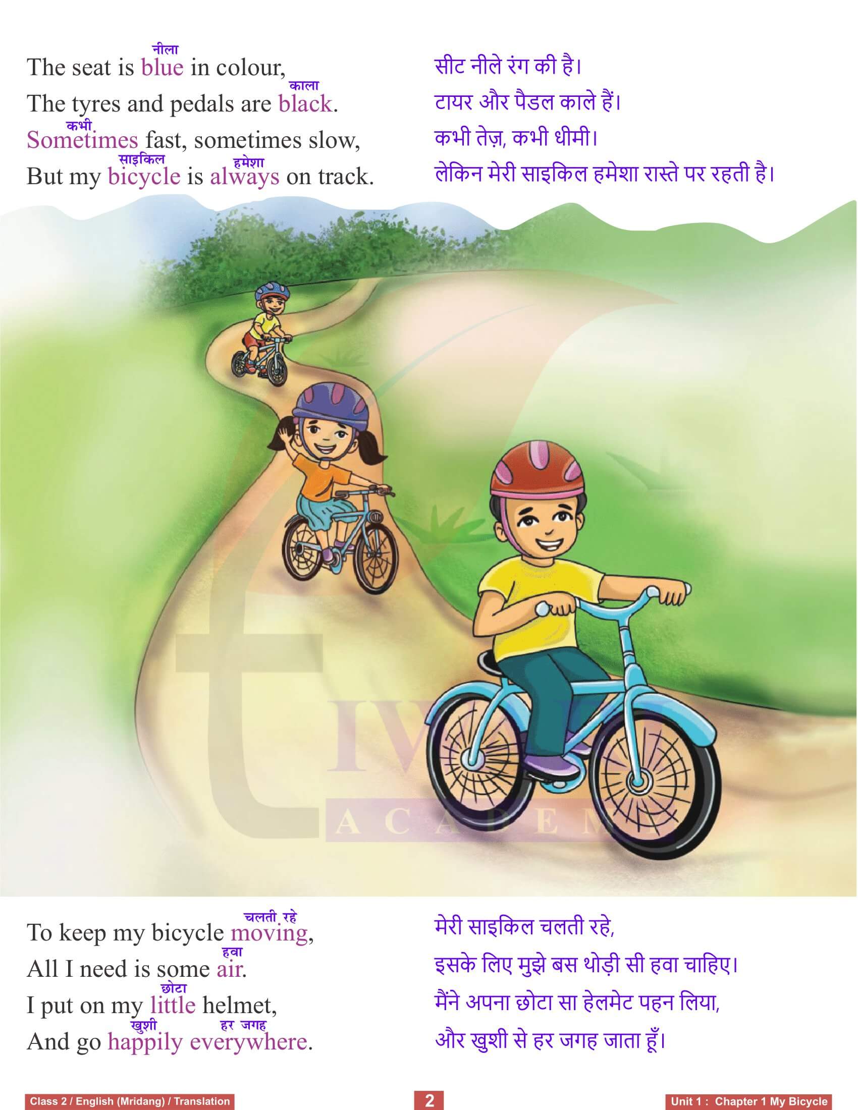 Class 2 English Mridang Unit 1 Chapter 1 Hindi Translation