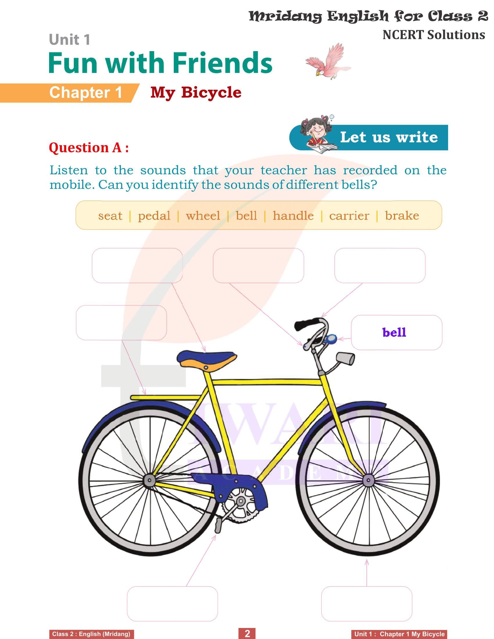 Class 2 English Mridang unit 1 Fun with Friends Chapter 1 My Bicycle