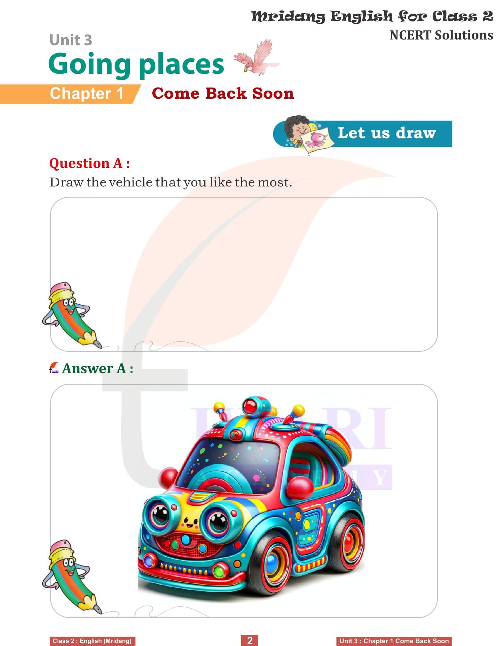 NCERT Solutions for Class 2 English Mridang Unit 3 Going Places Chapter 1