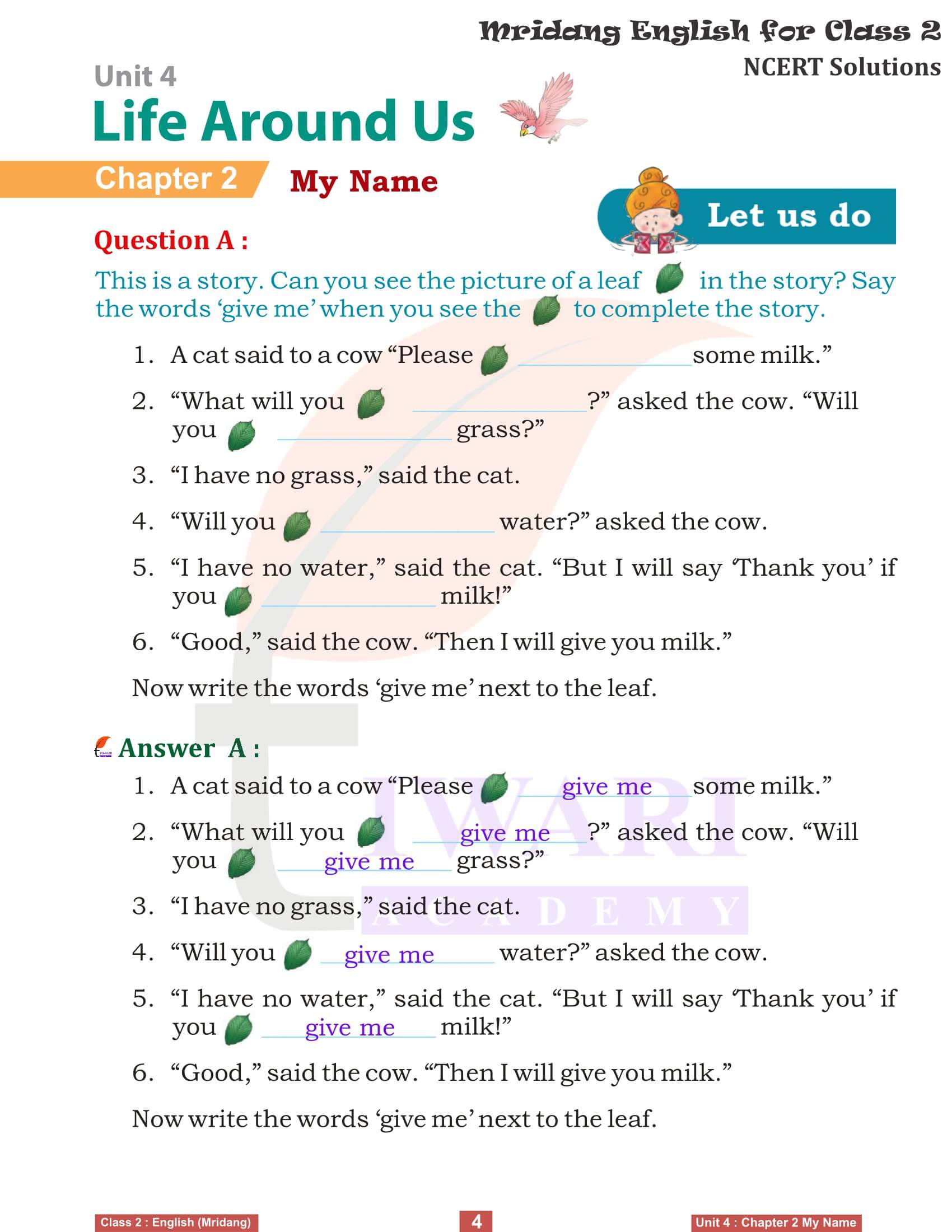 Class 2 English Mridang Unit 4 Life Around Us Chapter 2