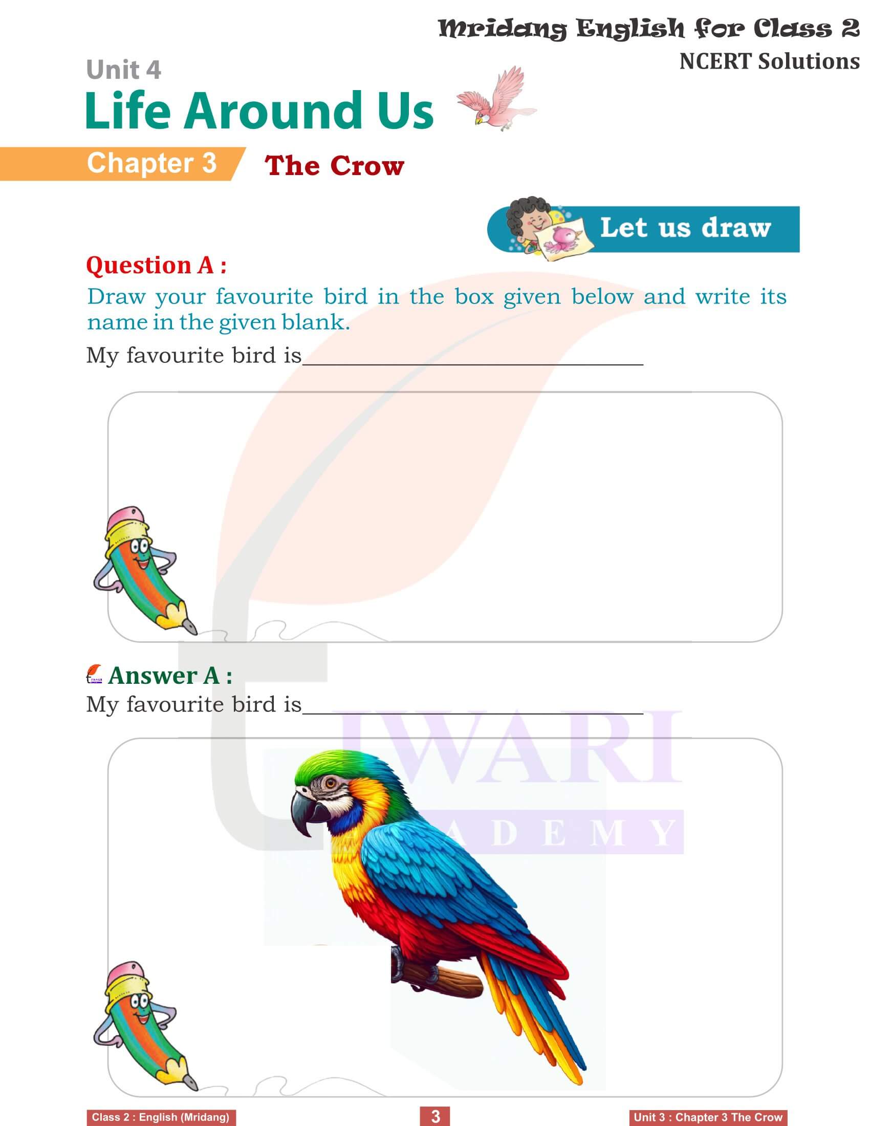 Class 2 English Mridang Unit 4 Life Around Us Chapter 3 The Crow