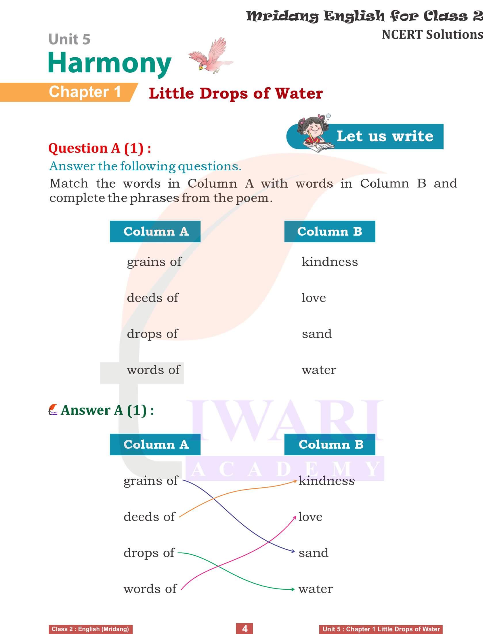 Class 2 English Mridang Unit 5 Harmony Chapter 1 Answers