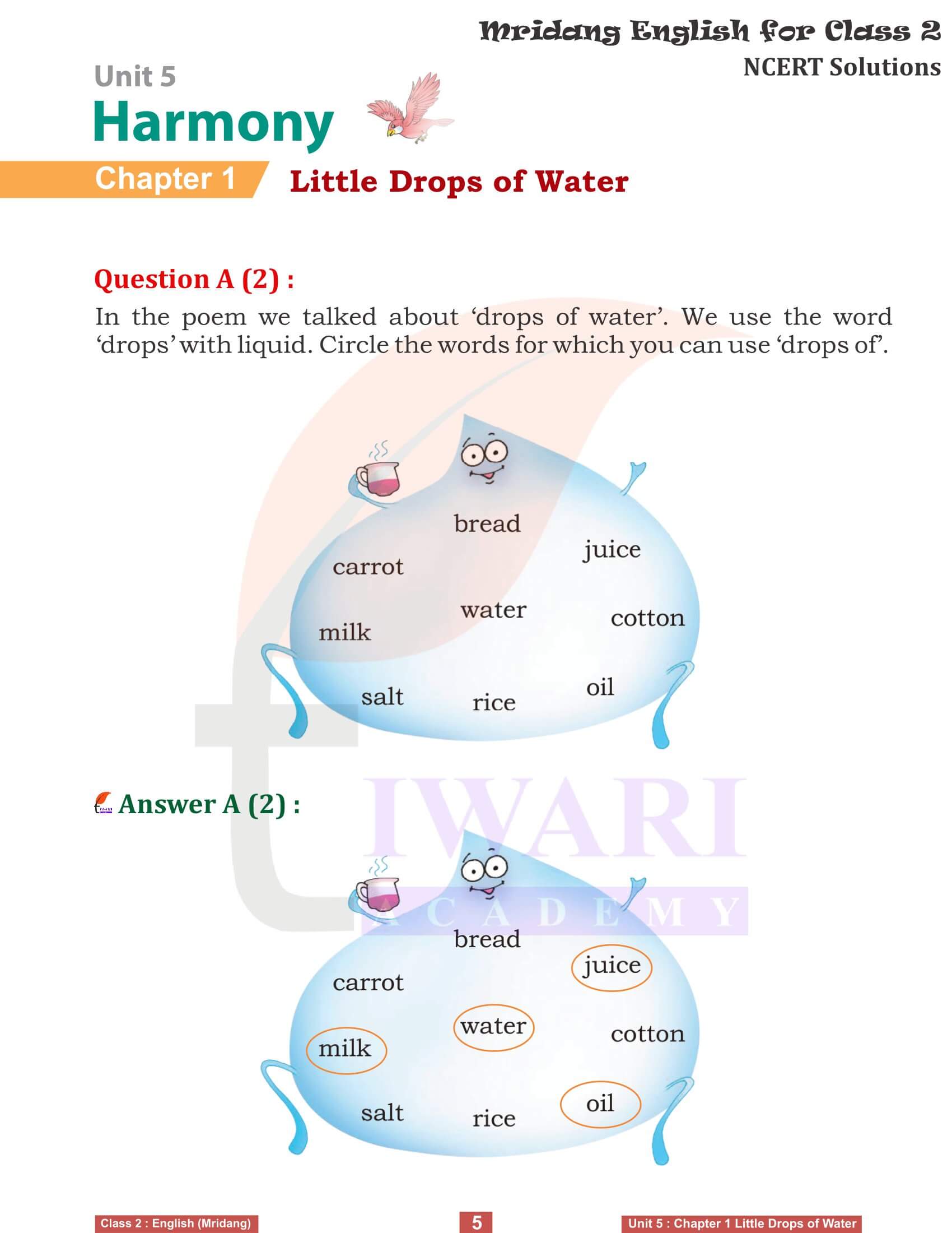 Class 2 English Mridang Unit 5 Harmony Chapter 1 Question Answers