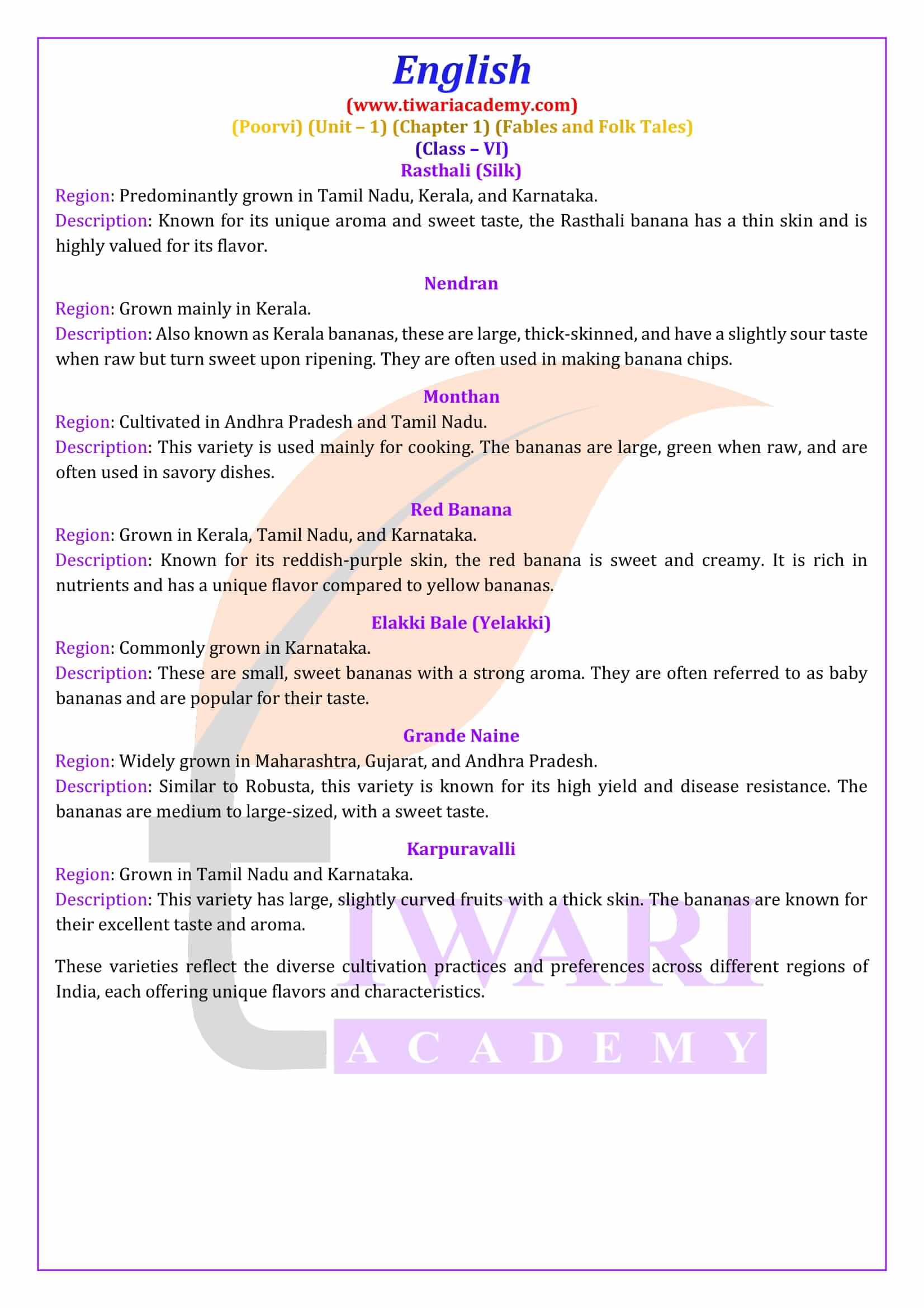 Class 6 English Poorvi Unit 1 Chapter 1 Solutions