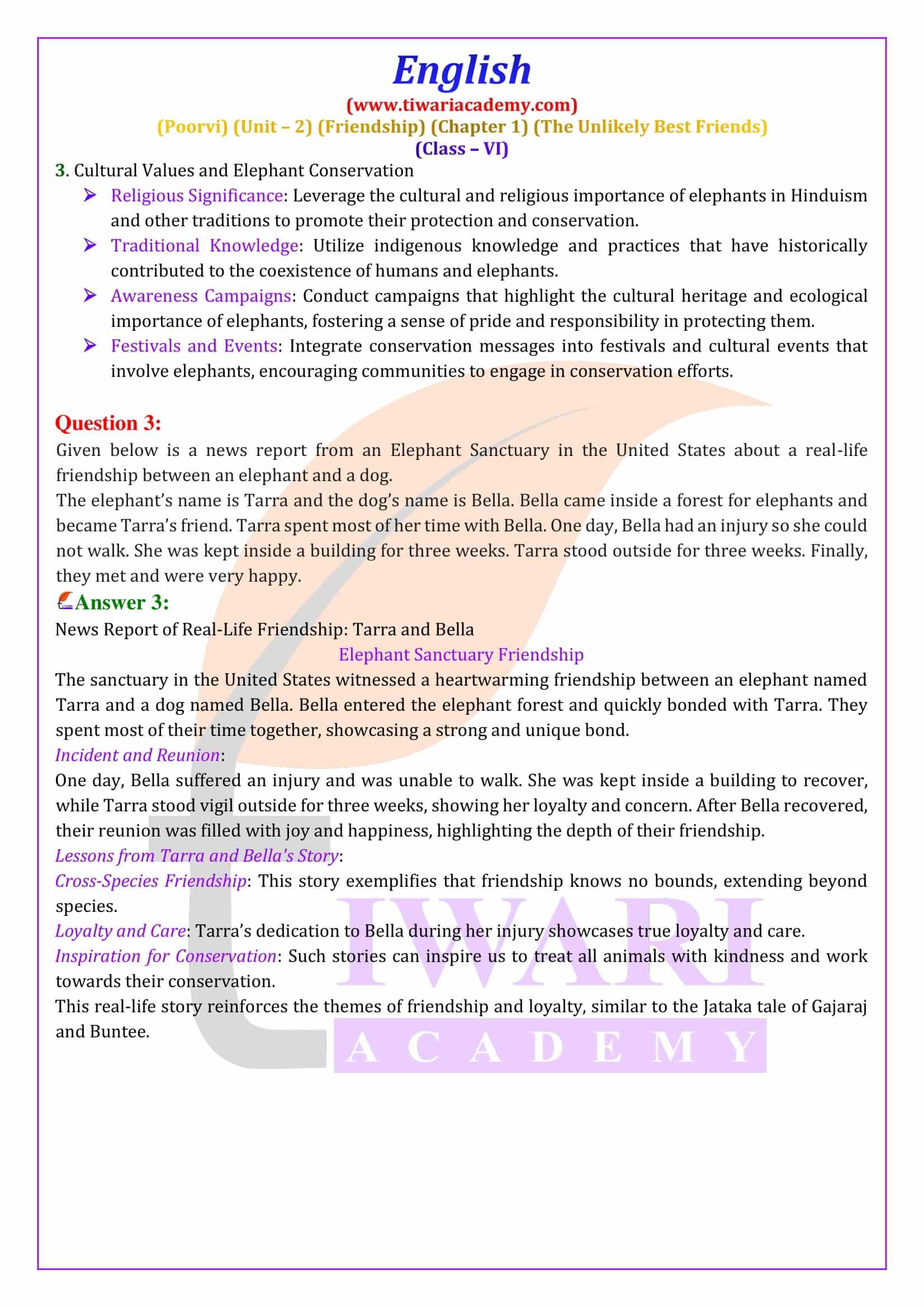 Class 6 English Poorvi Unit 2 Chapter 1 Solutions