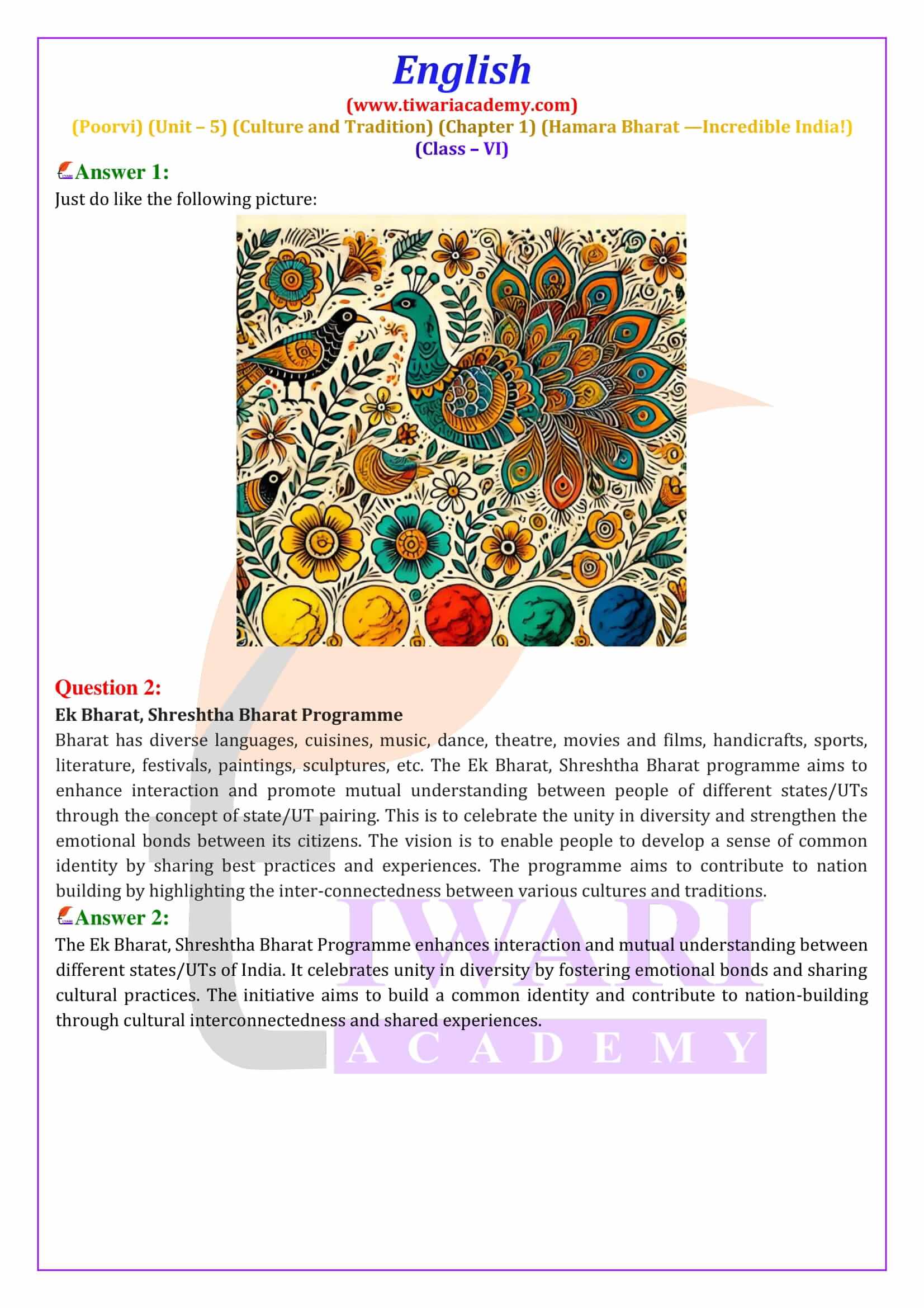 Class 6 English Poorvi Unit 5 Chapter 1